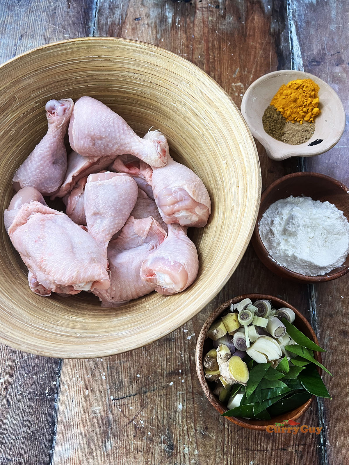 Ingredients for Indonesian fried chicken.