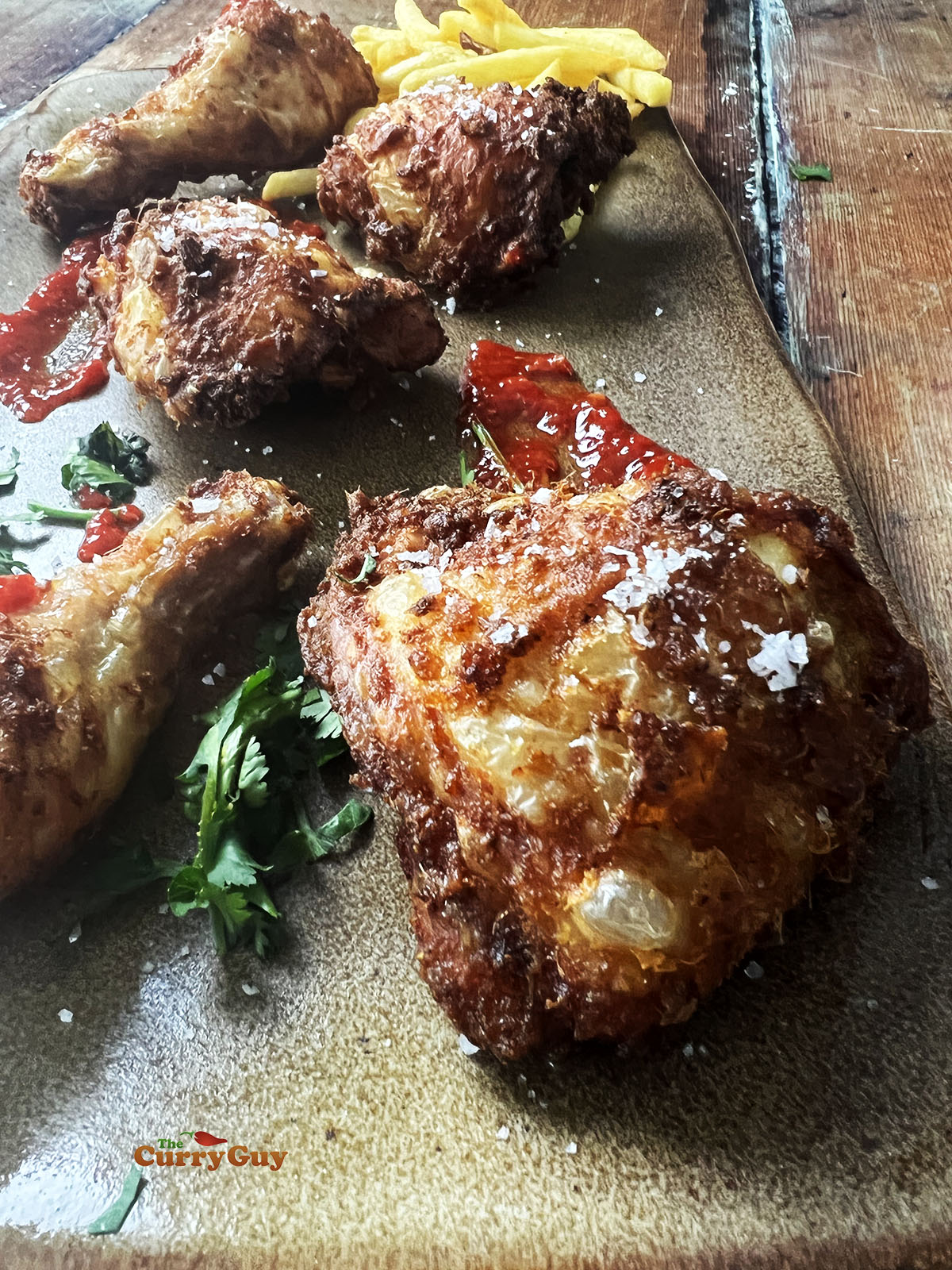 Finished Indonesian fried chicken. 