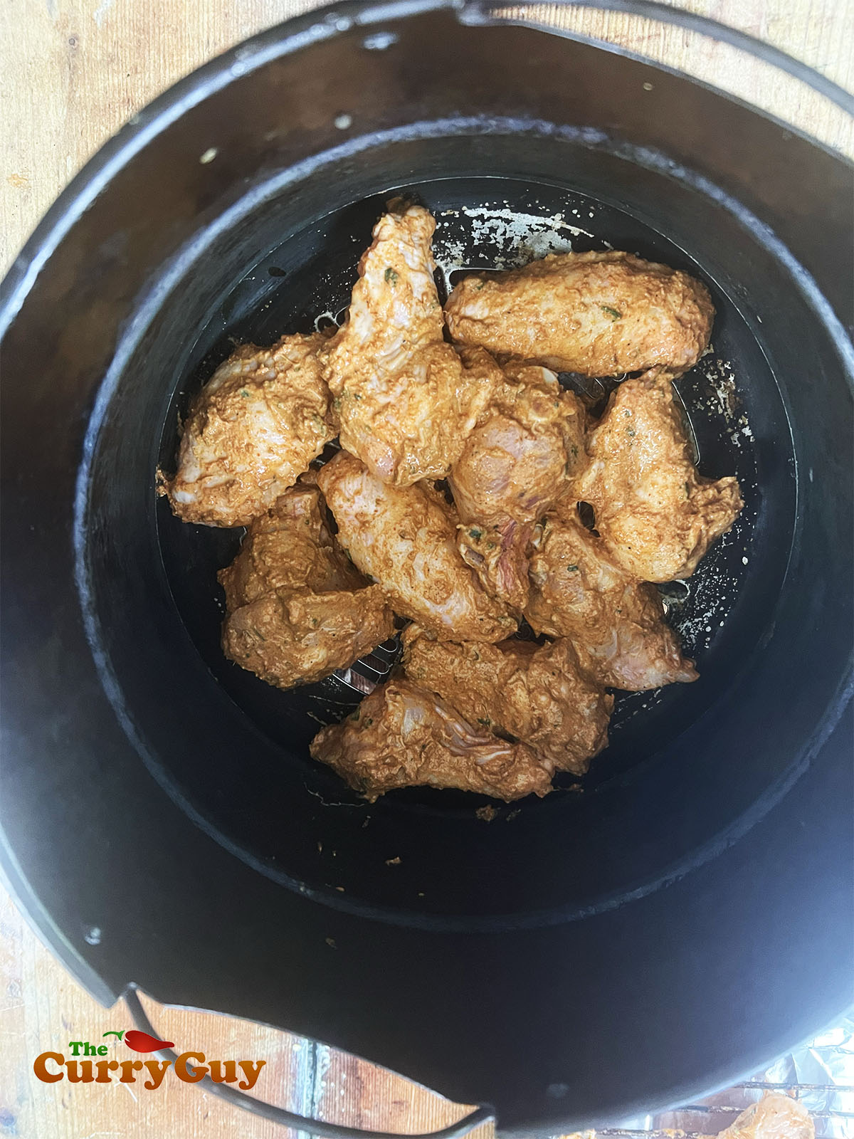 Tandoori chicken in an air-fryer.