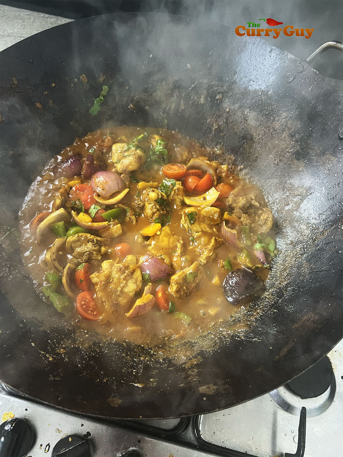 The finished Chicken jalfrezi karahi