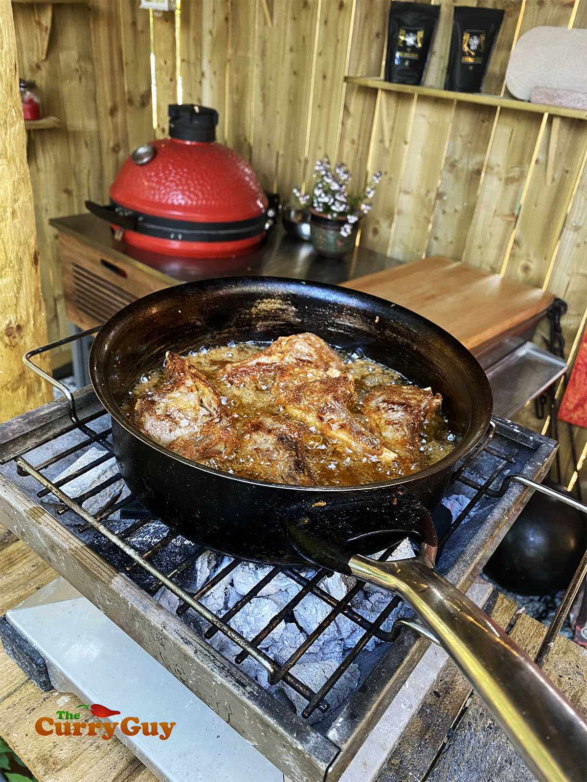 Frying the lamb chops