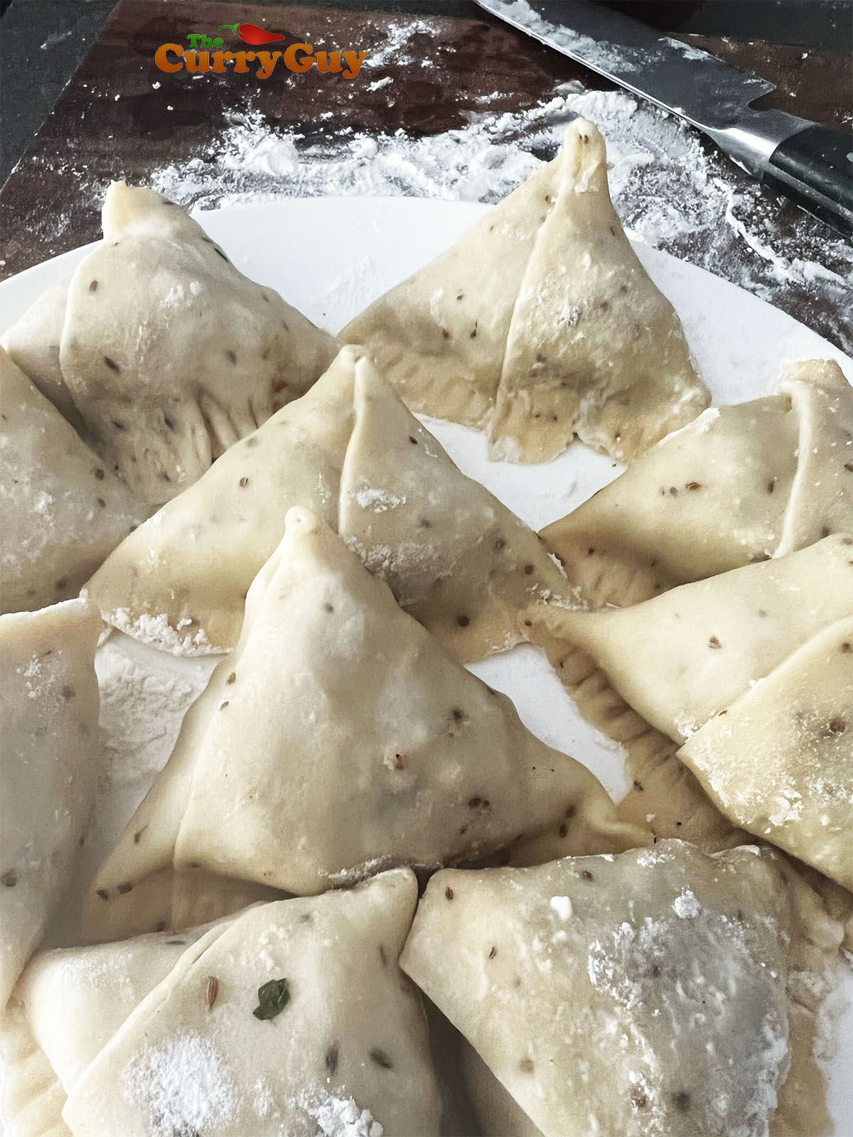 Folded samosas