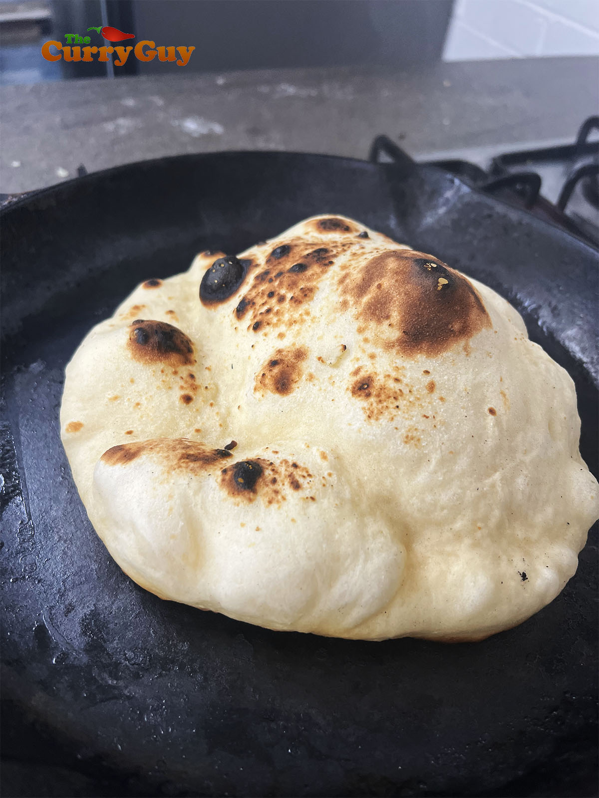 A browned Peshwari naan.