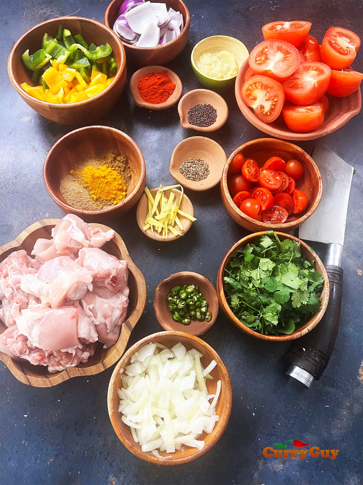 Ingredients for chicken jalfrezi karahi