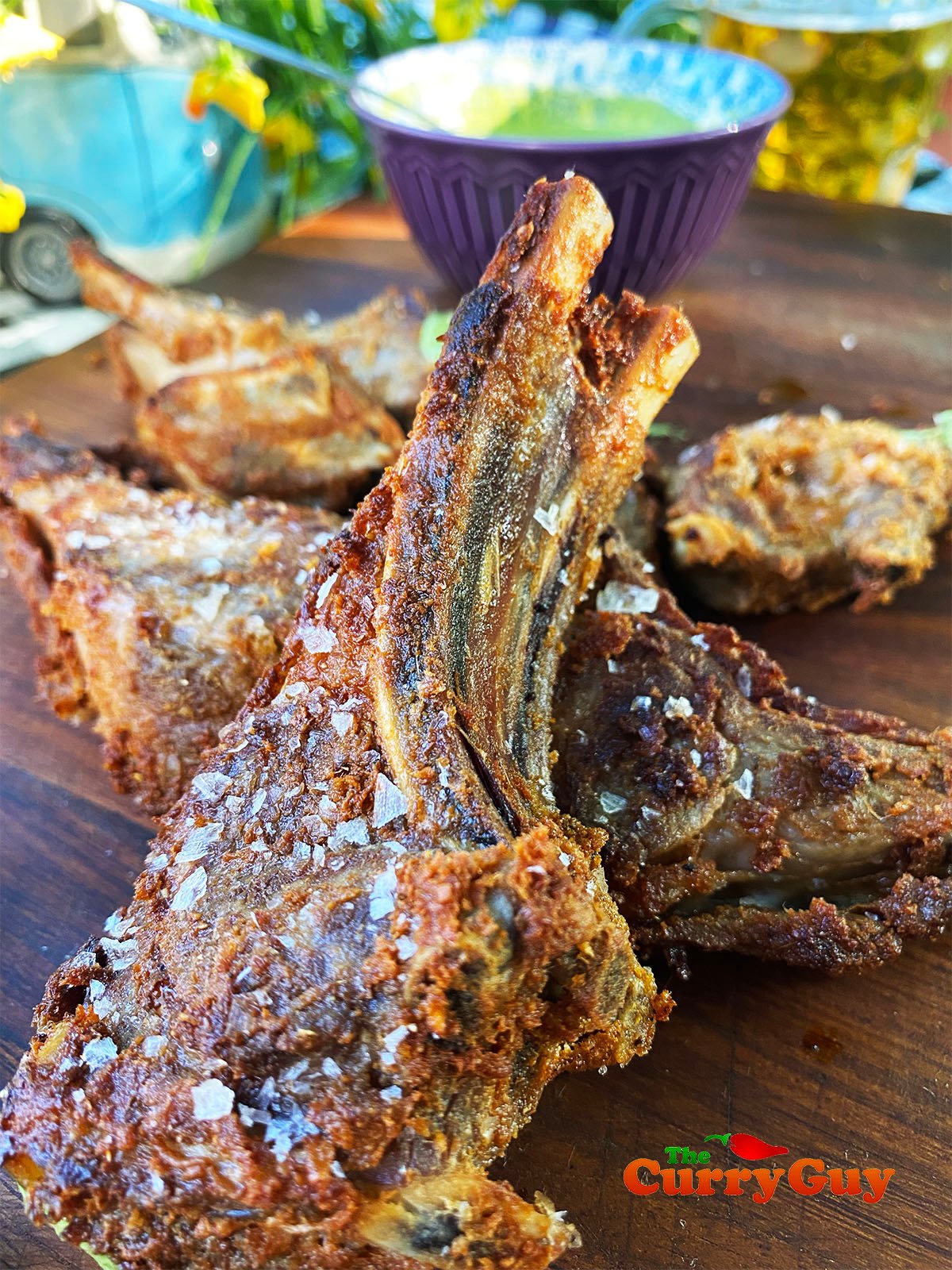 Spicy lamb chops ready to serve.