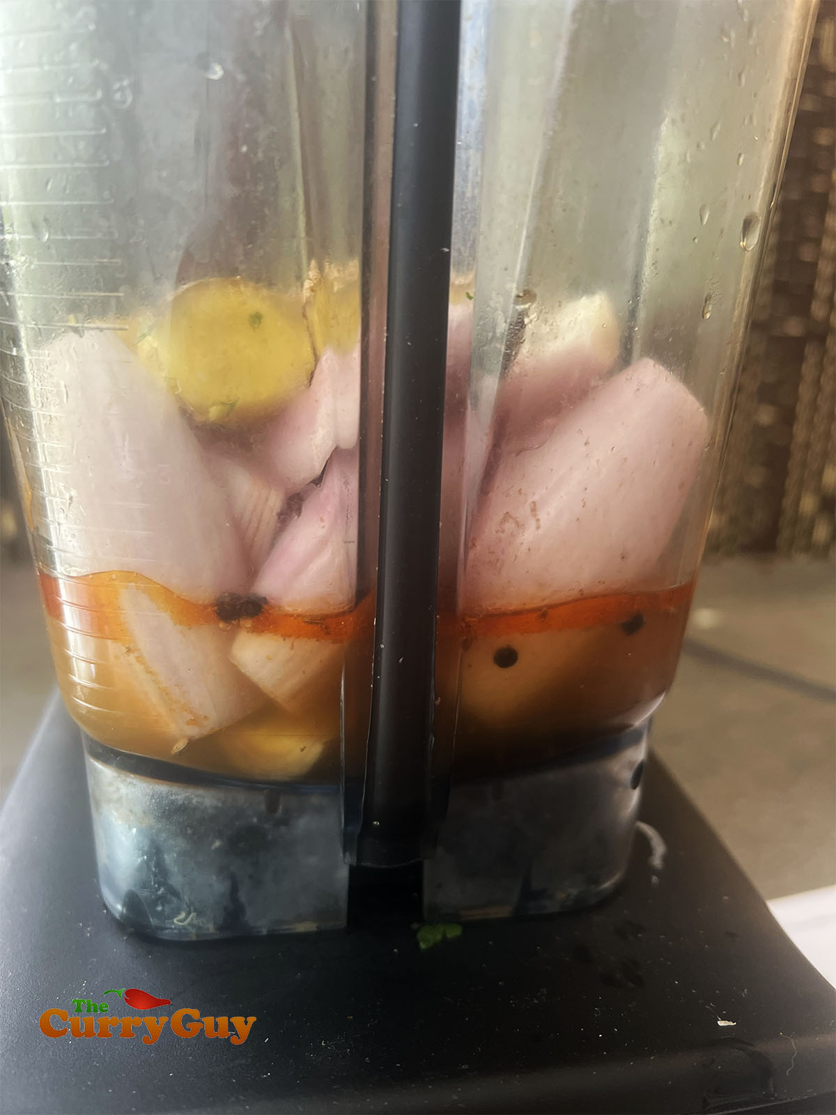 All of the paste ingredients in a blender