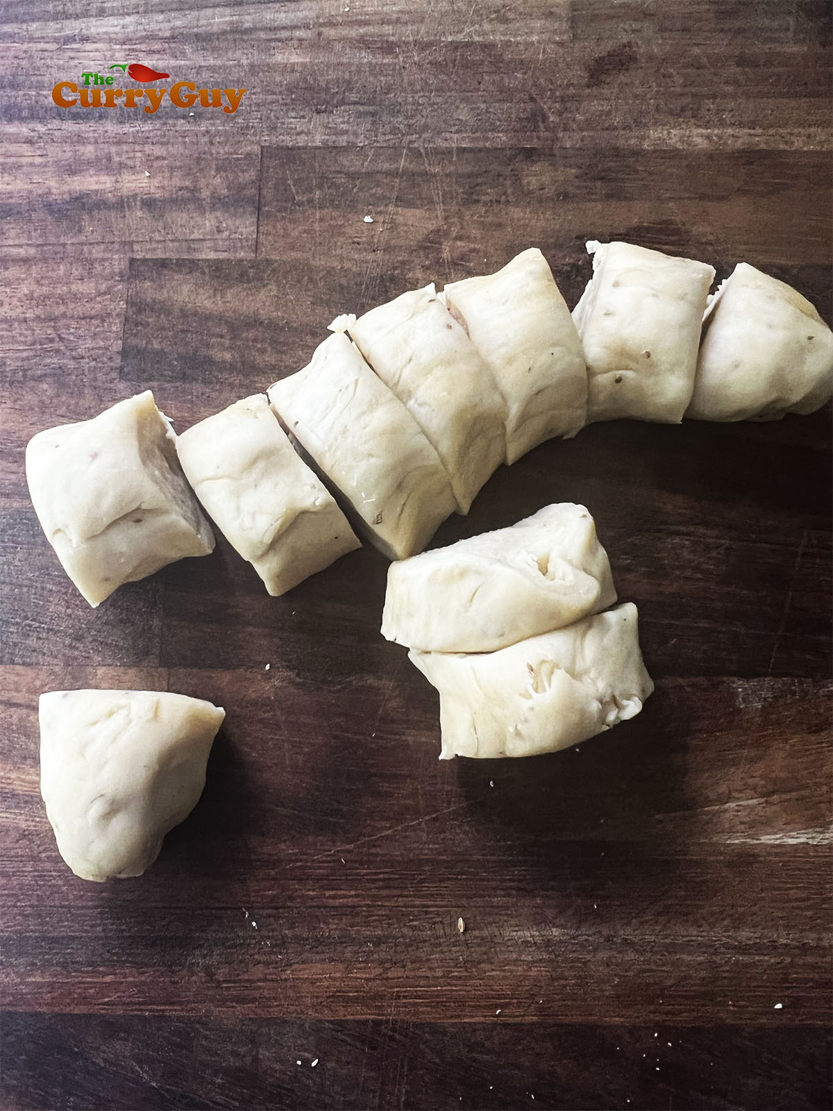 The divided samosa pastry dough