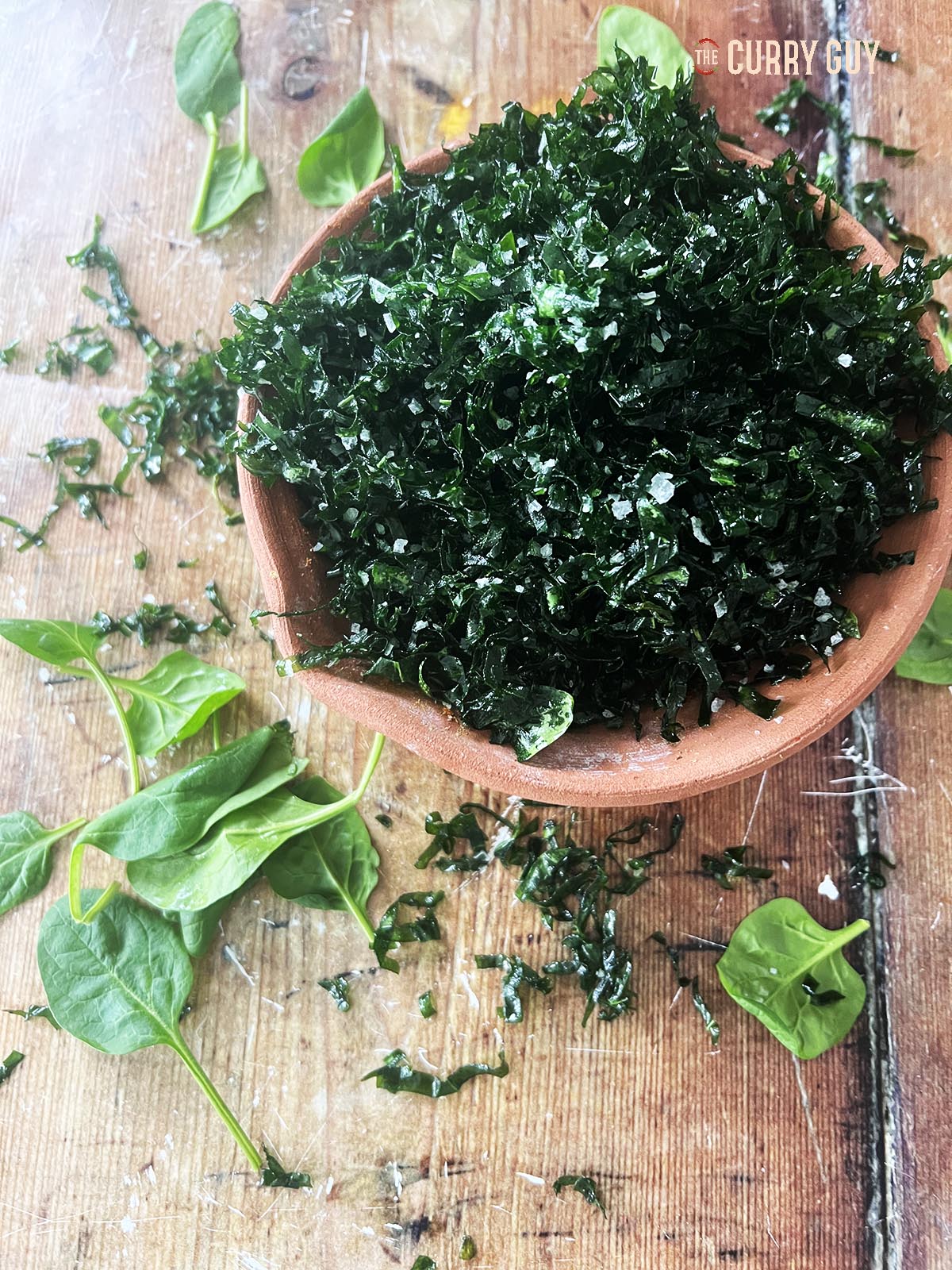 Crispy fried spinach