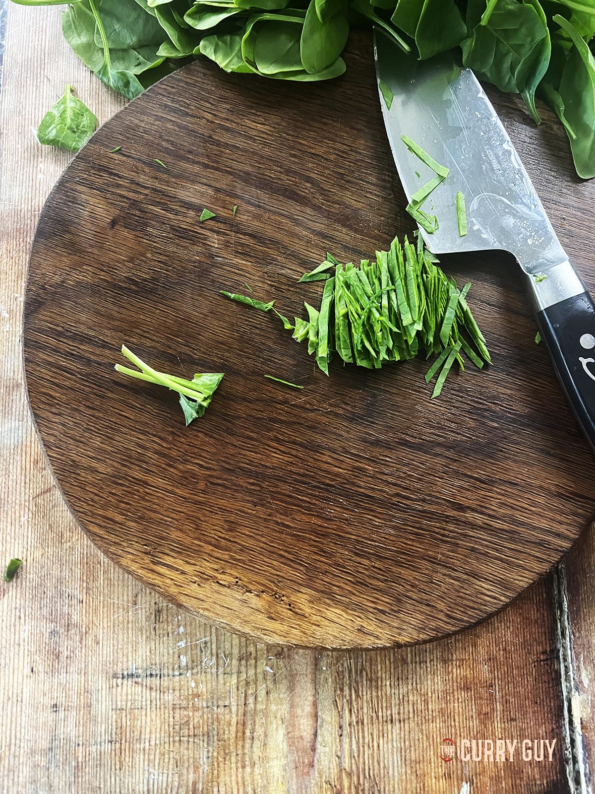 Shredded spinach leaves.