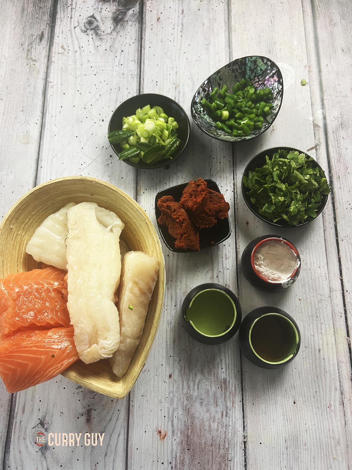 Ingredients for the fish cakes.