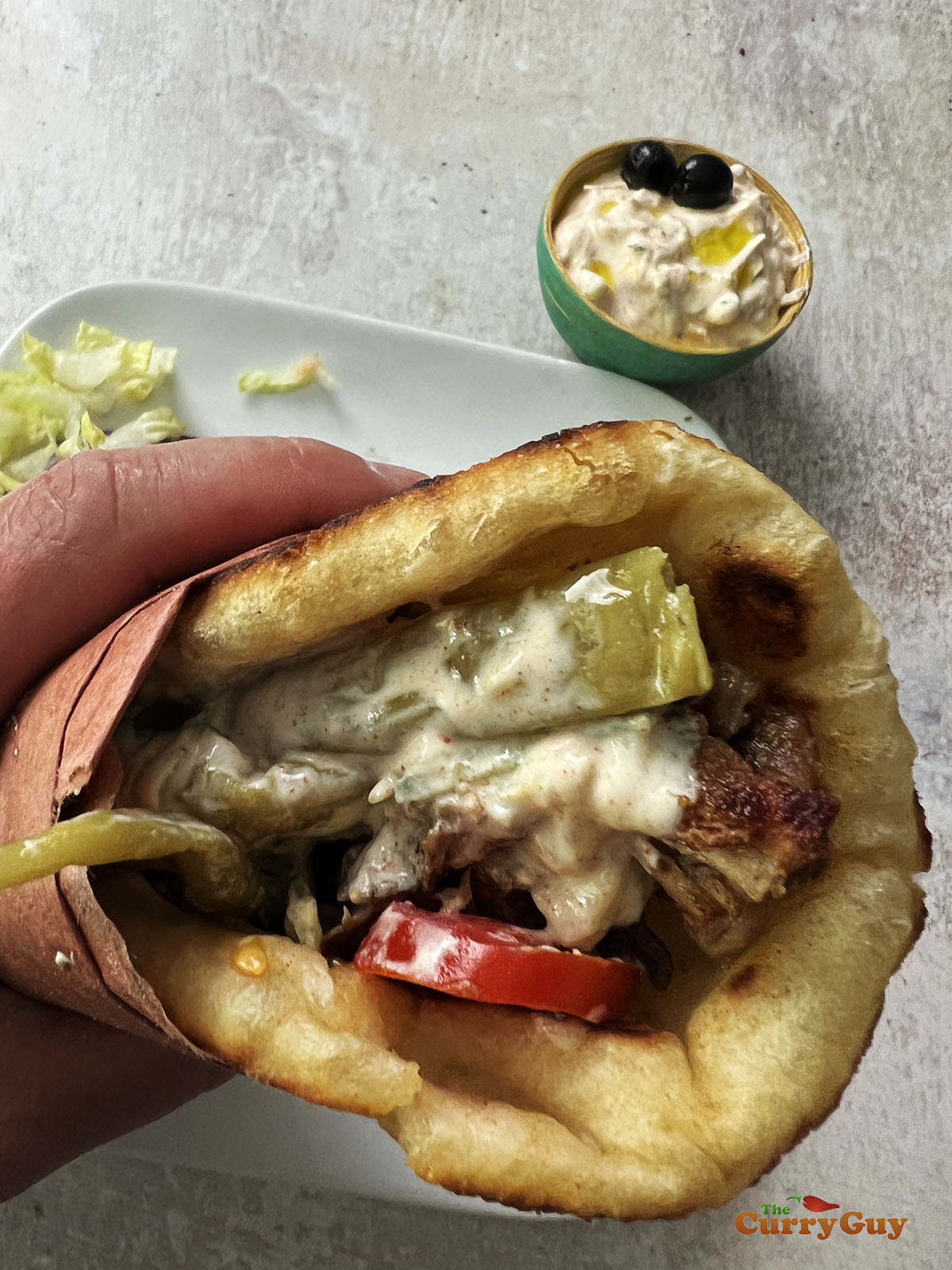 pita wrap with Greek gyro meat.