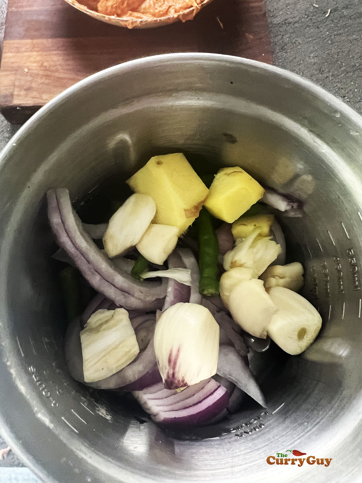Ingredient ready for blending into the onion paste.