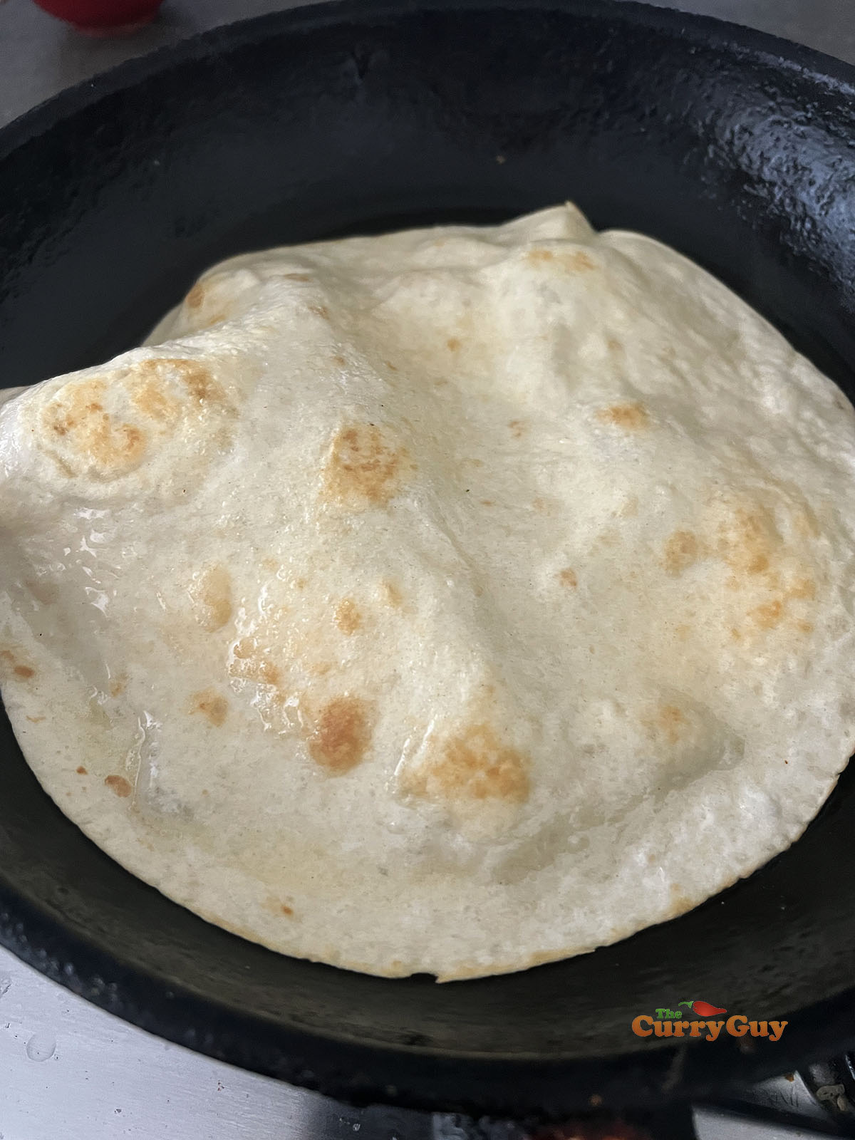 Frying a tortilla