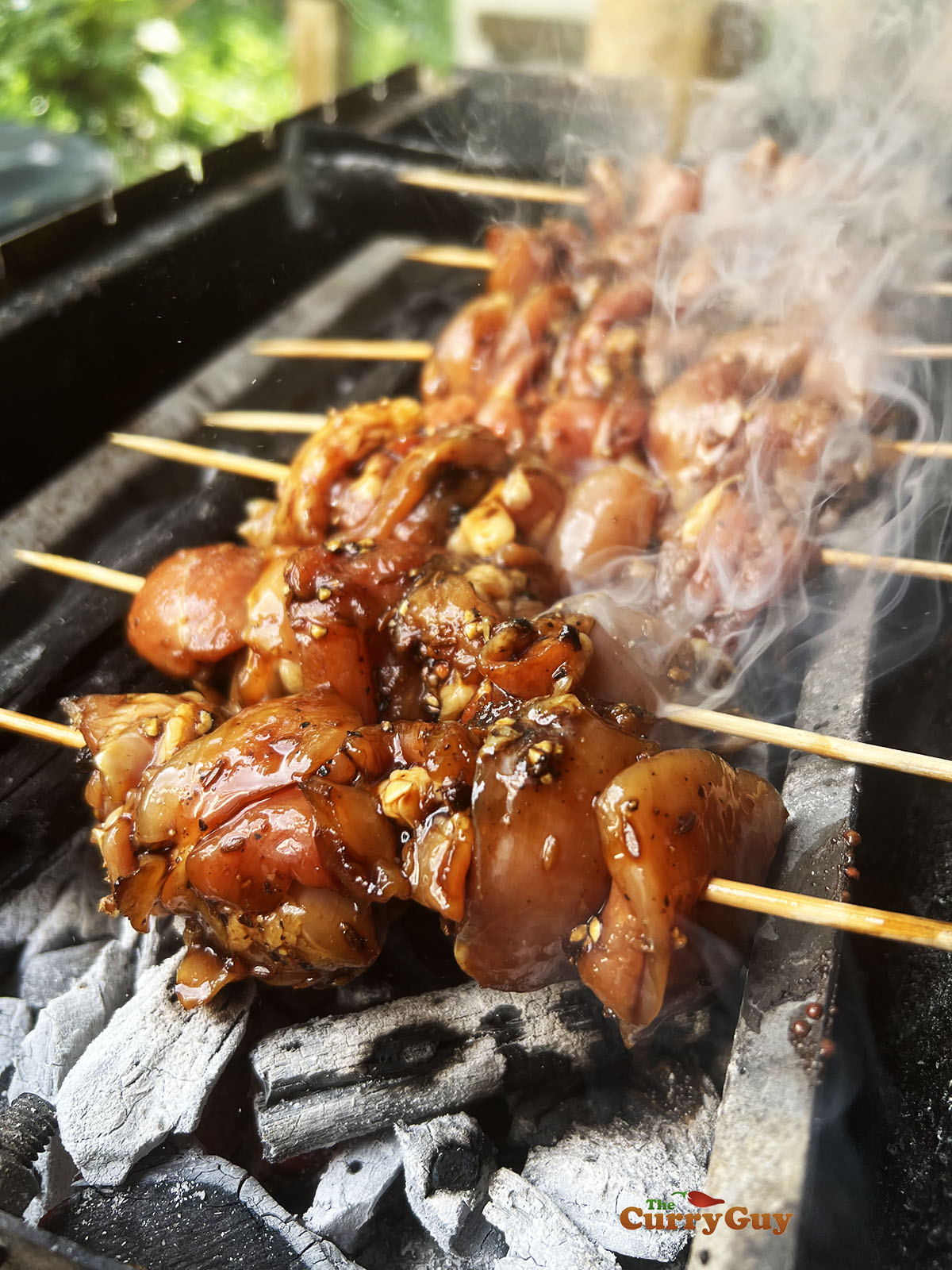 Cooking the chicken satay