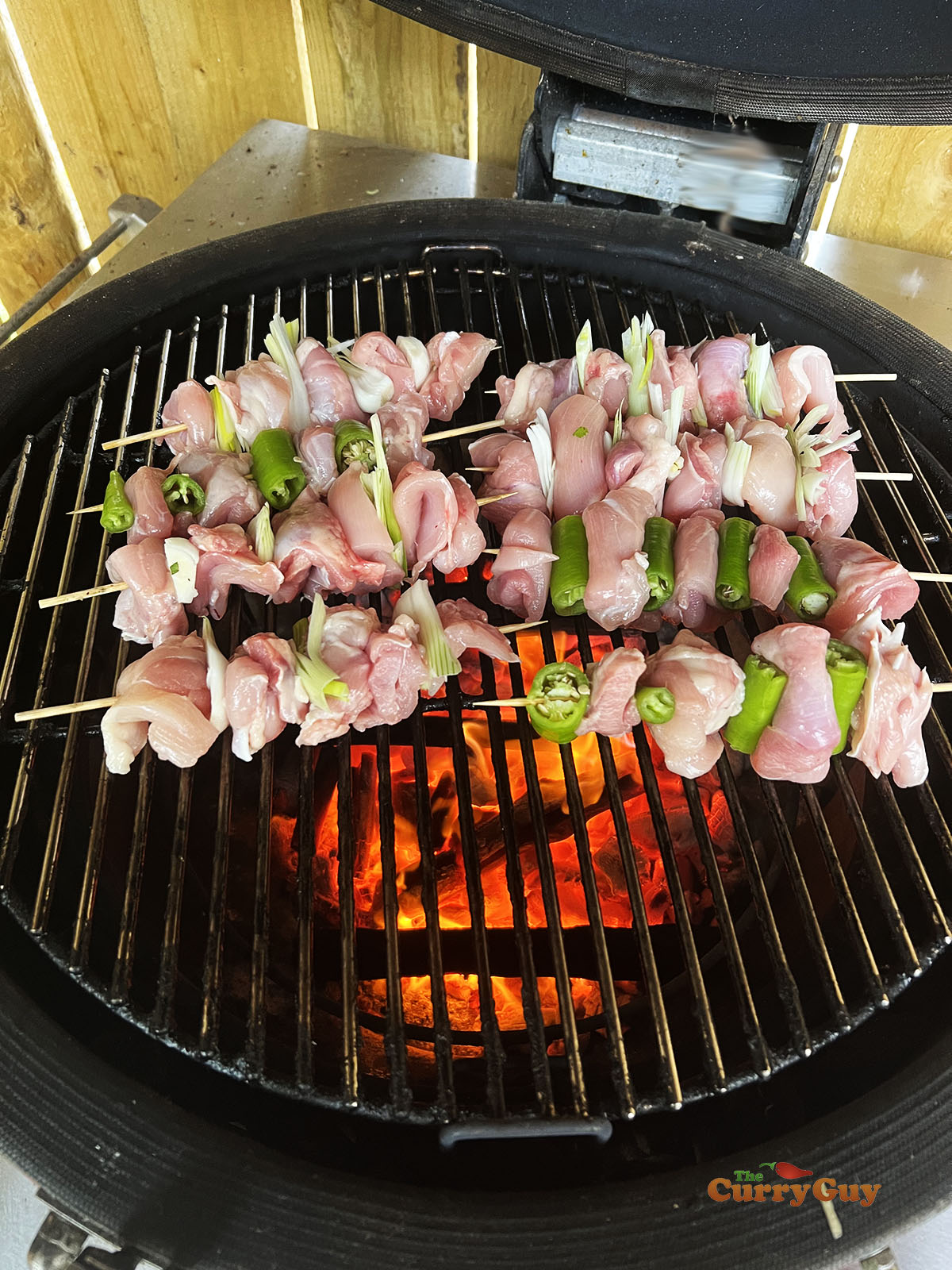 Chicken yakitori on the barbecue