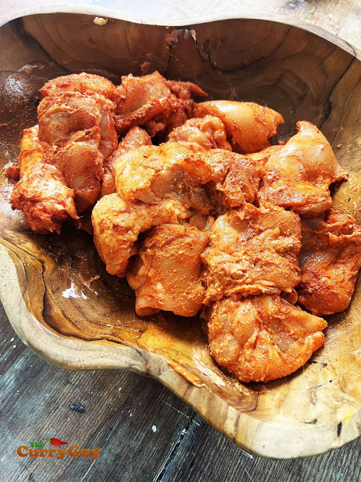 The chicken marinating