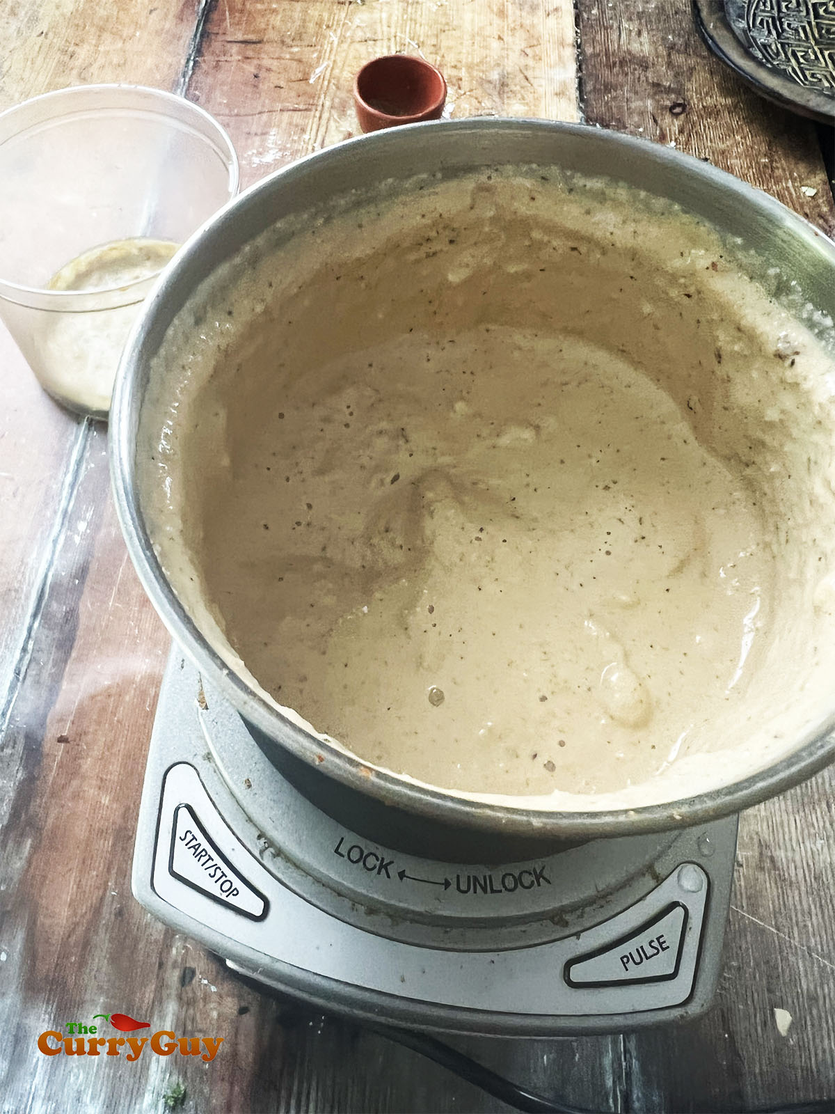 Blending the korma paste.