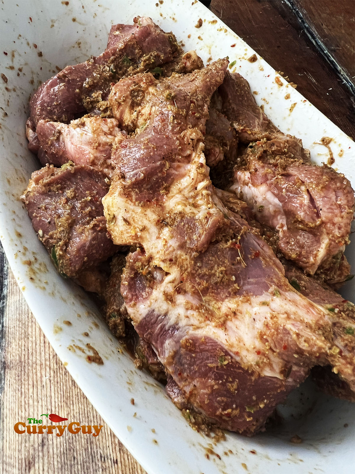 The marinade rubbed into the pork