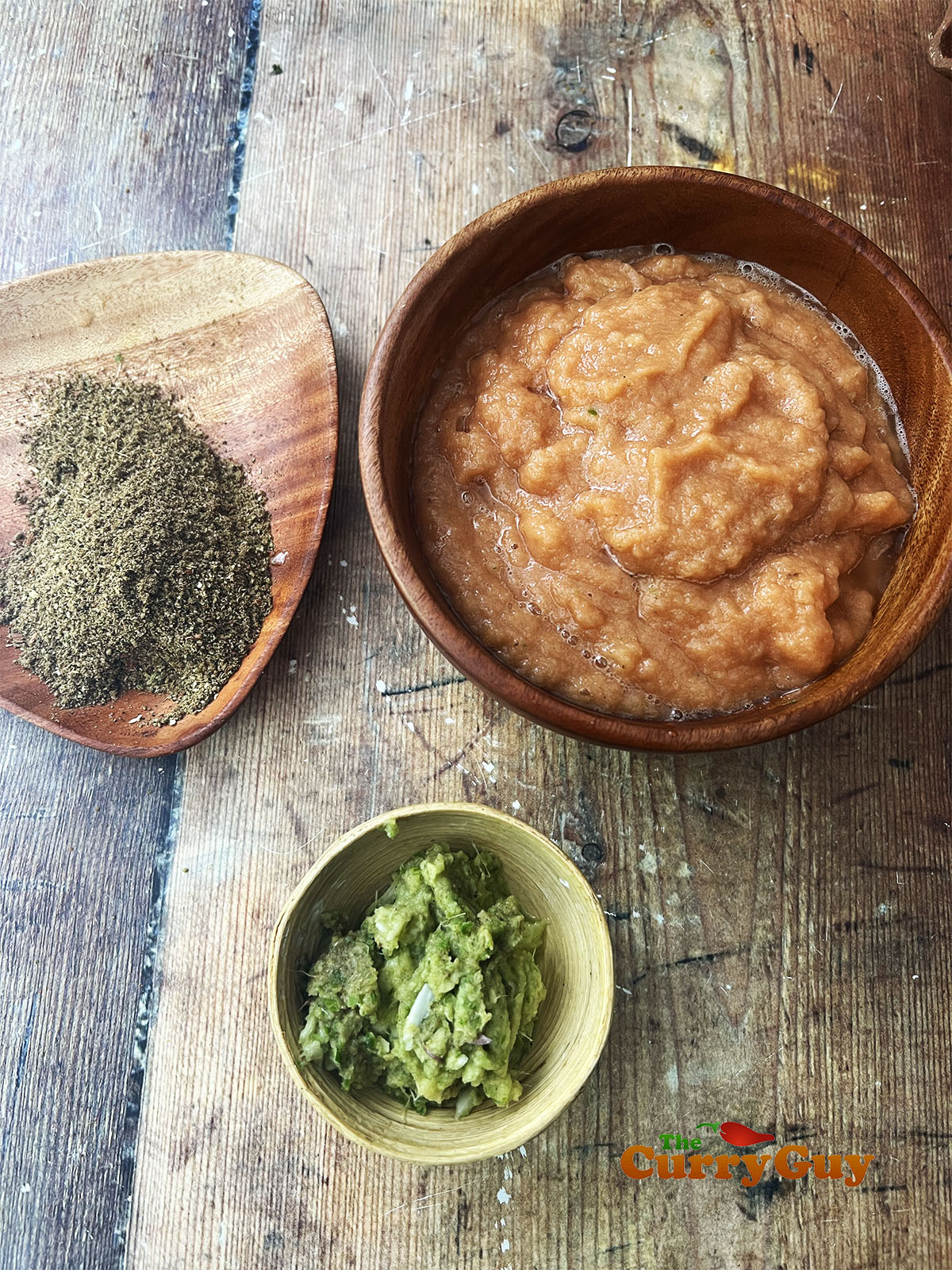 Prepared ingredients for the curry