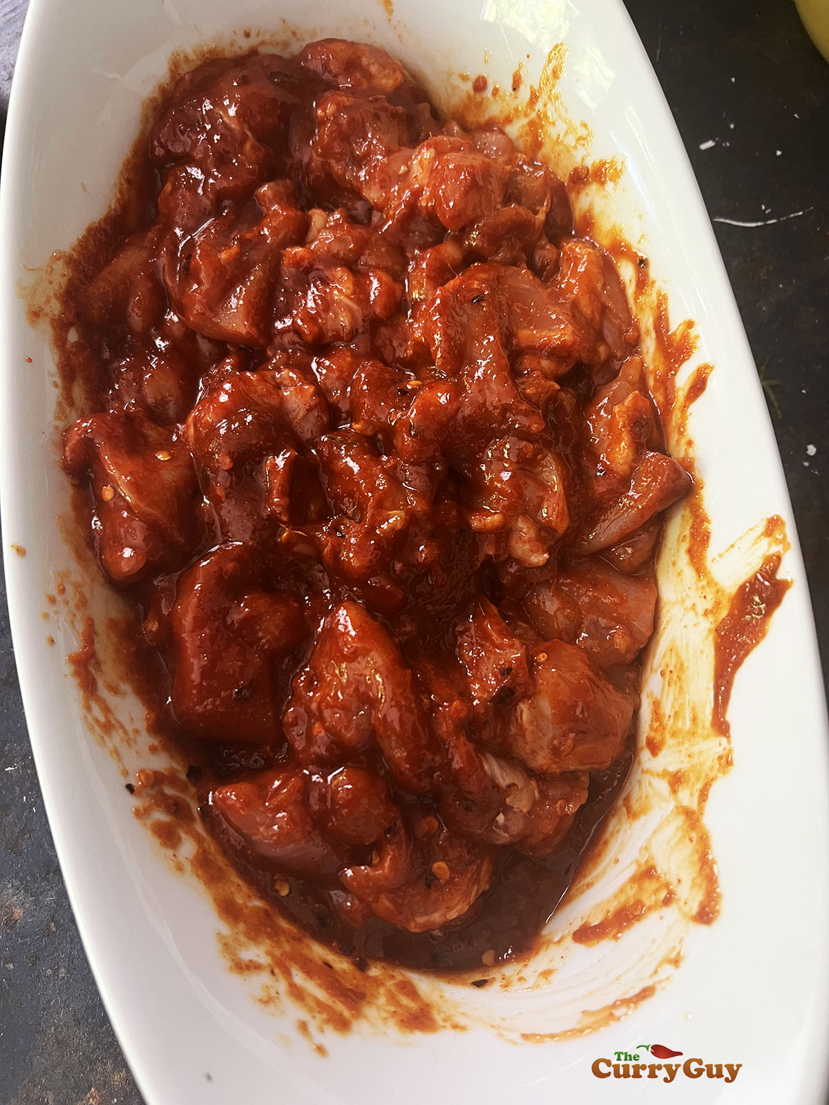 Chicken marinating in Korean ramen marinade.