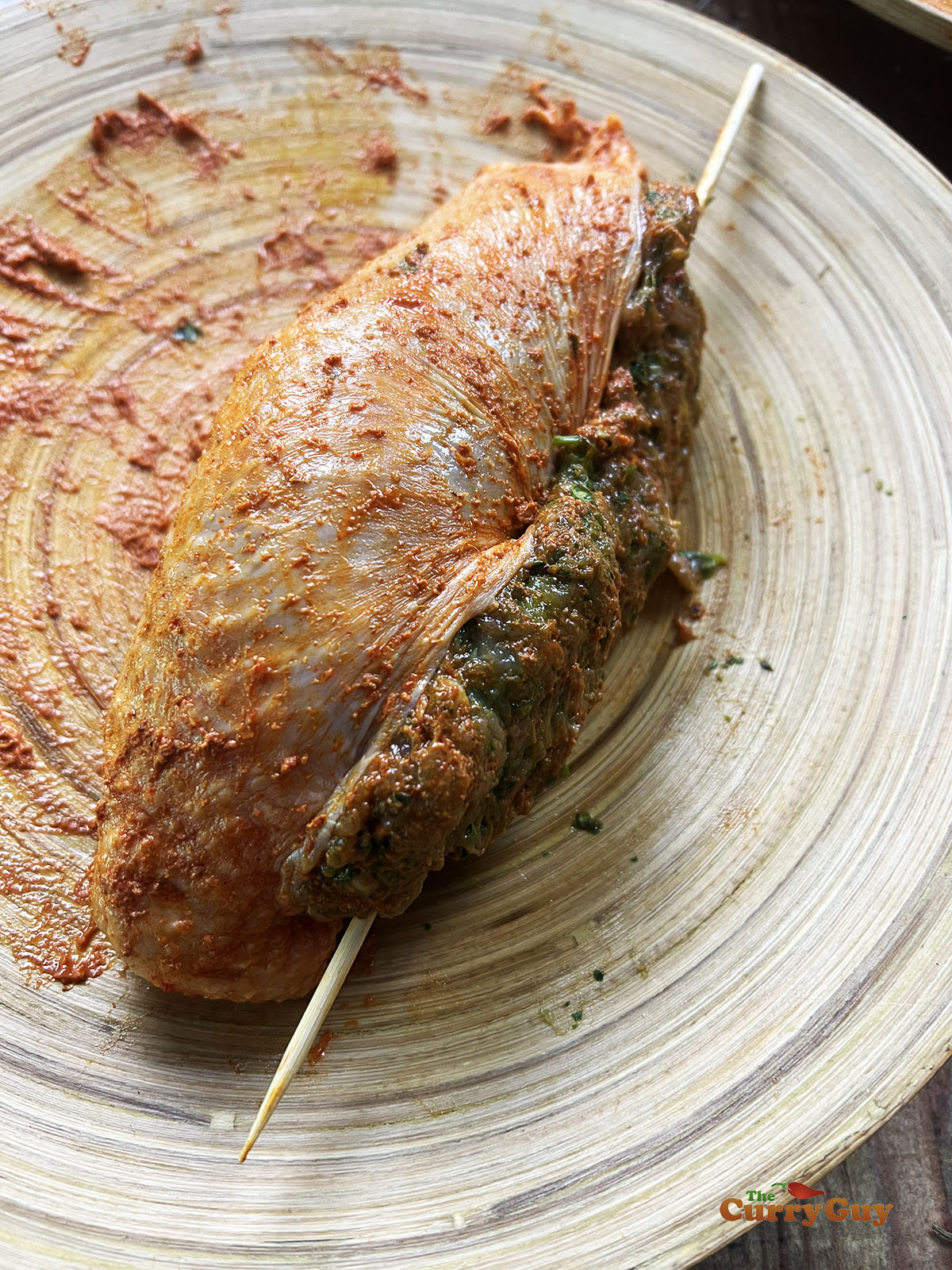 Prepared stuffed chicken breast.