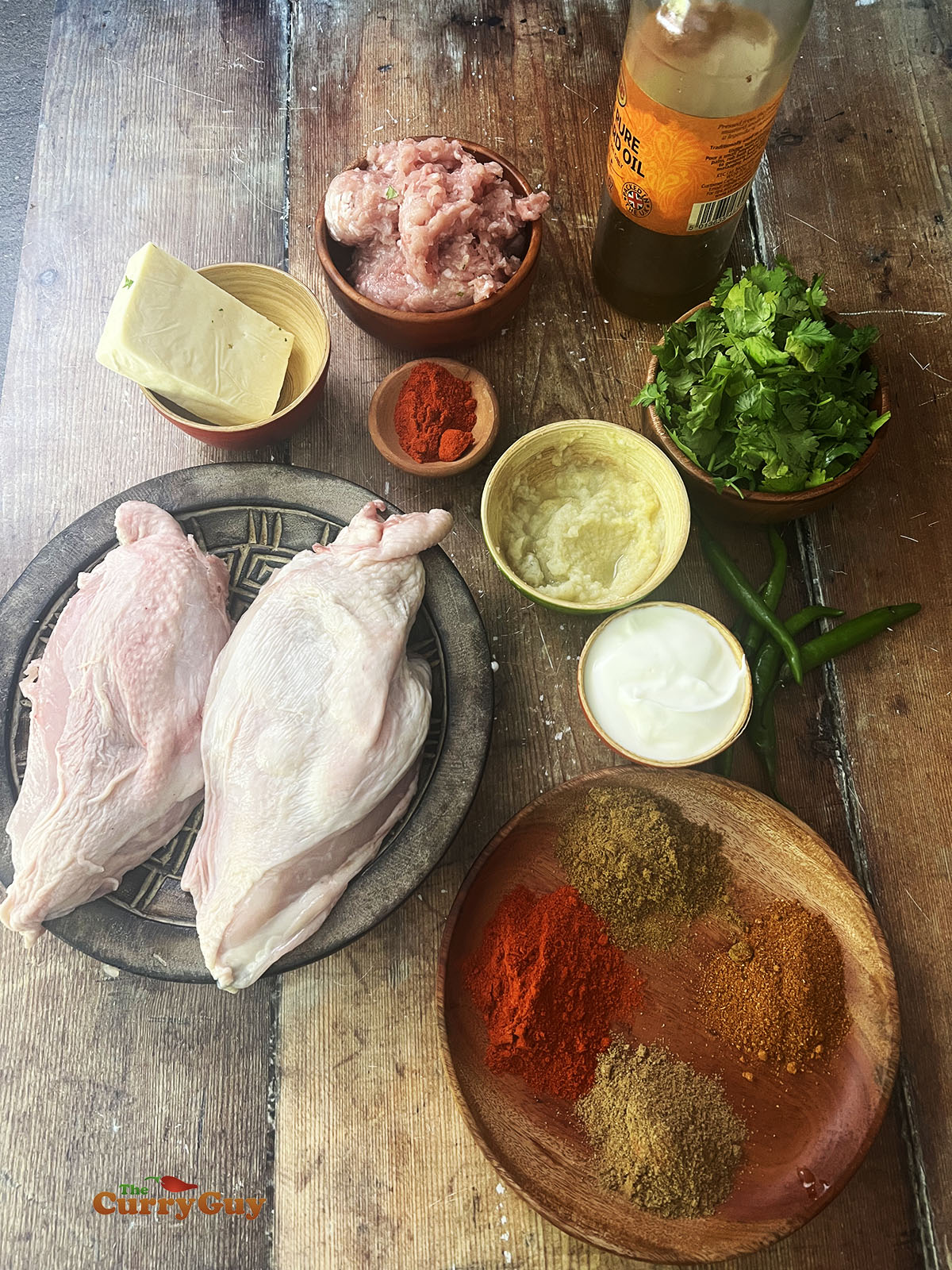 Ingredients for stuffed tandoori chicken