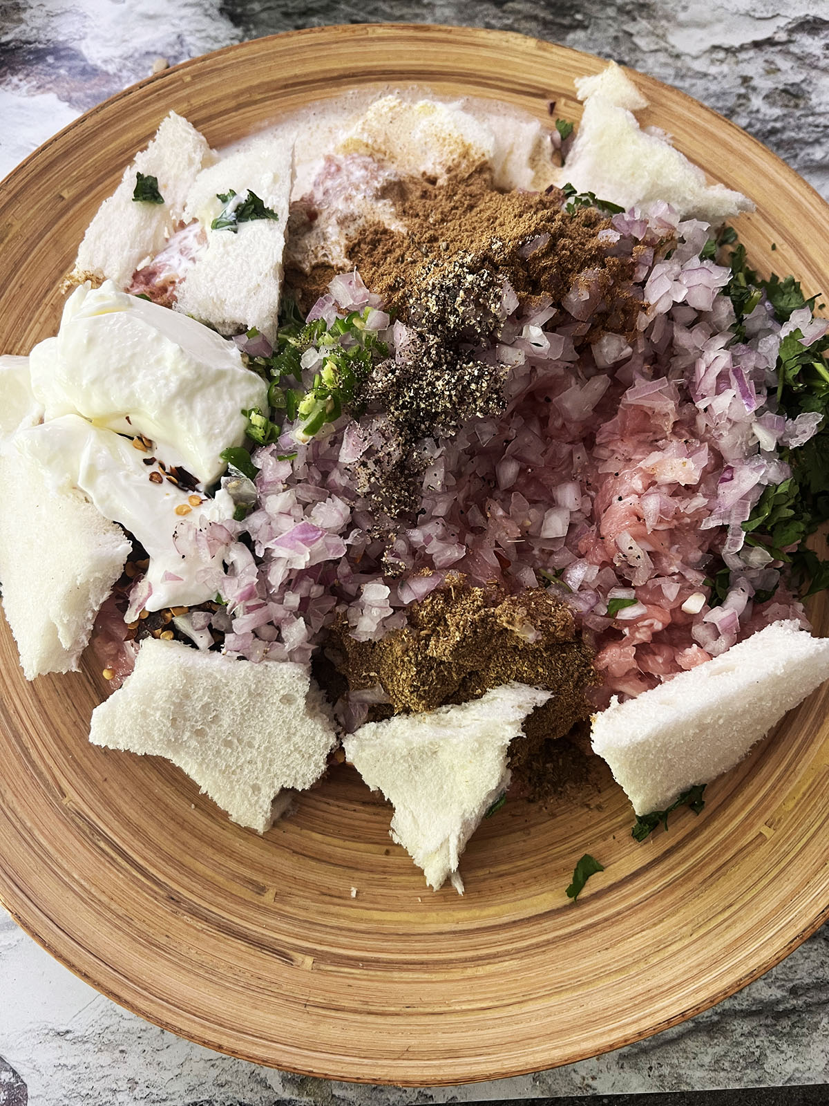 The malai kofta ingredients in a bowl. 