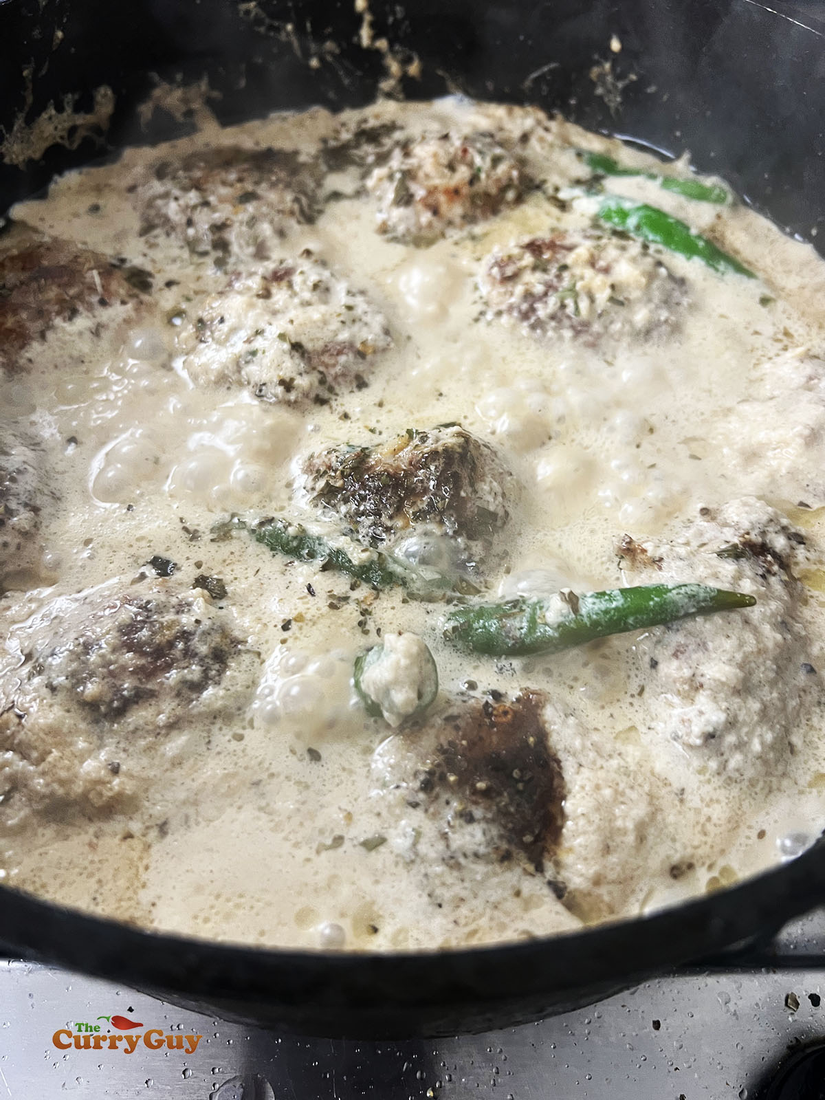 Simmering the curry.