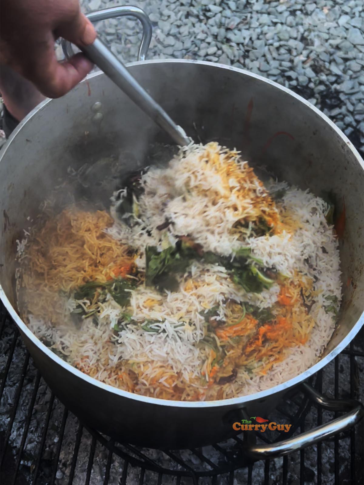 Finished beef biryani