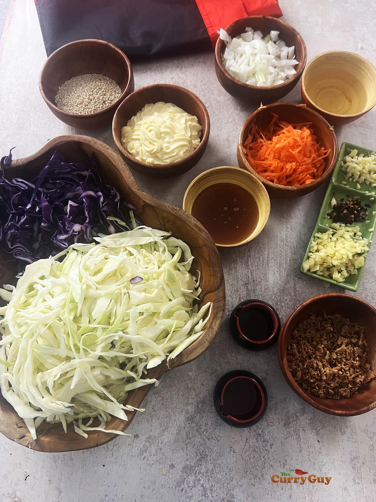 Ingredients for Japanese coleslaw