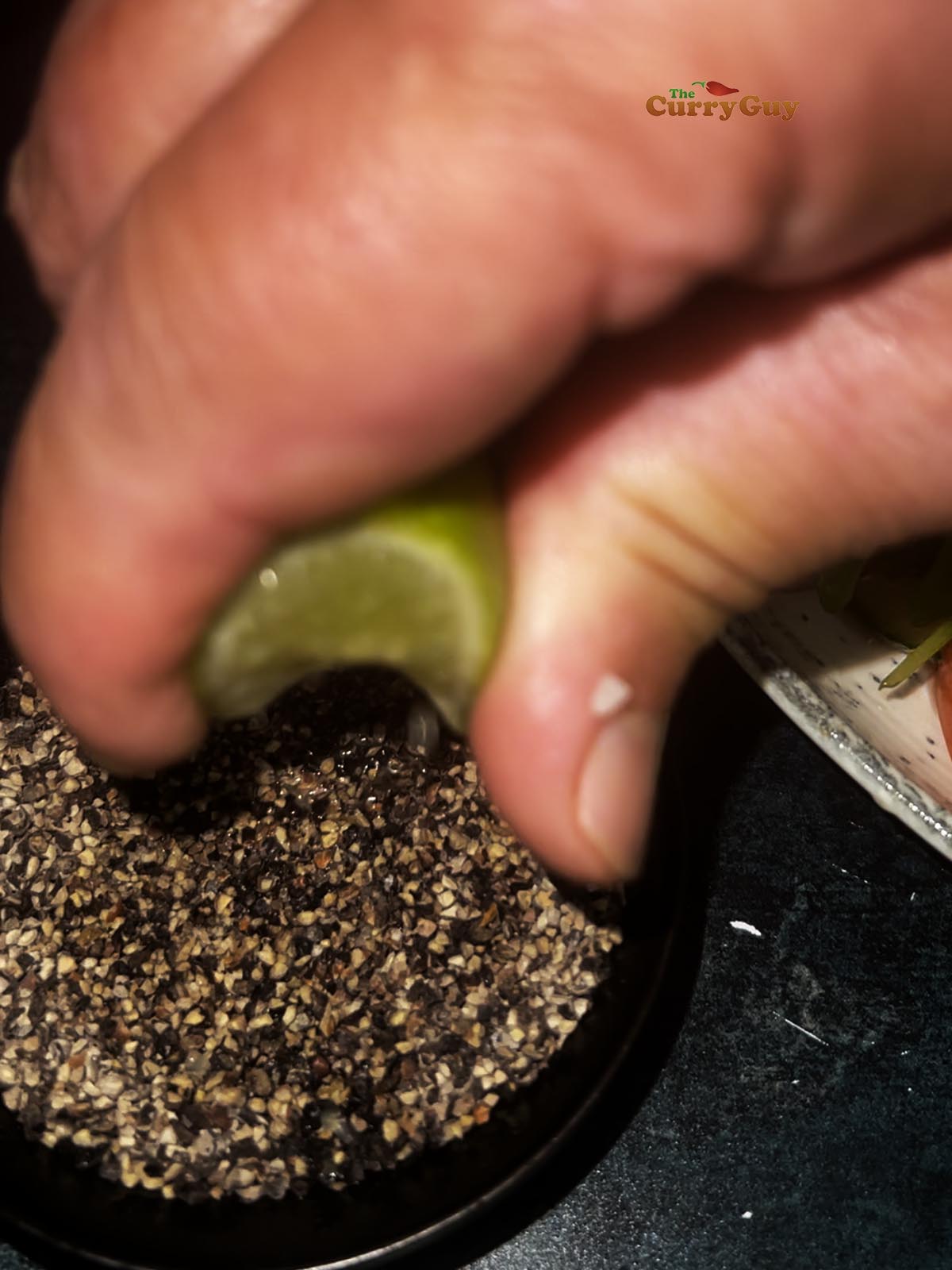 Preparing the dipping sauce for the shaking beef.
