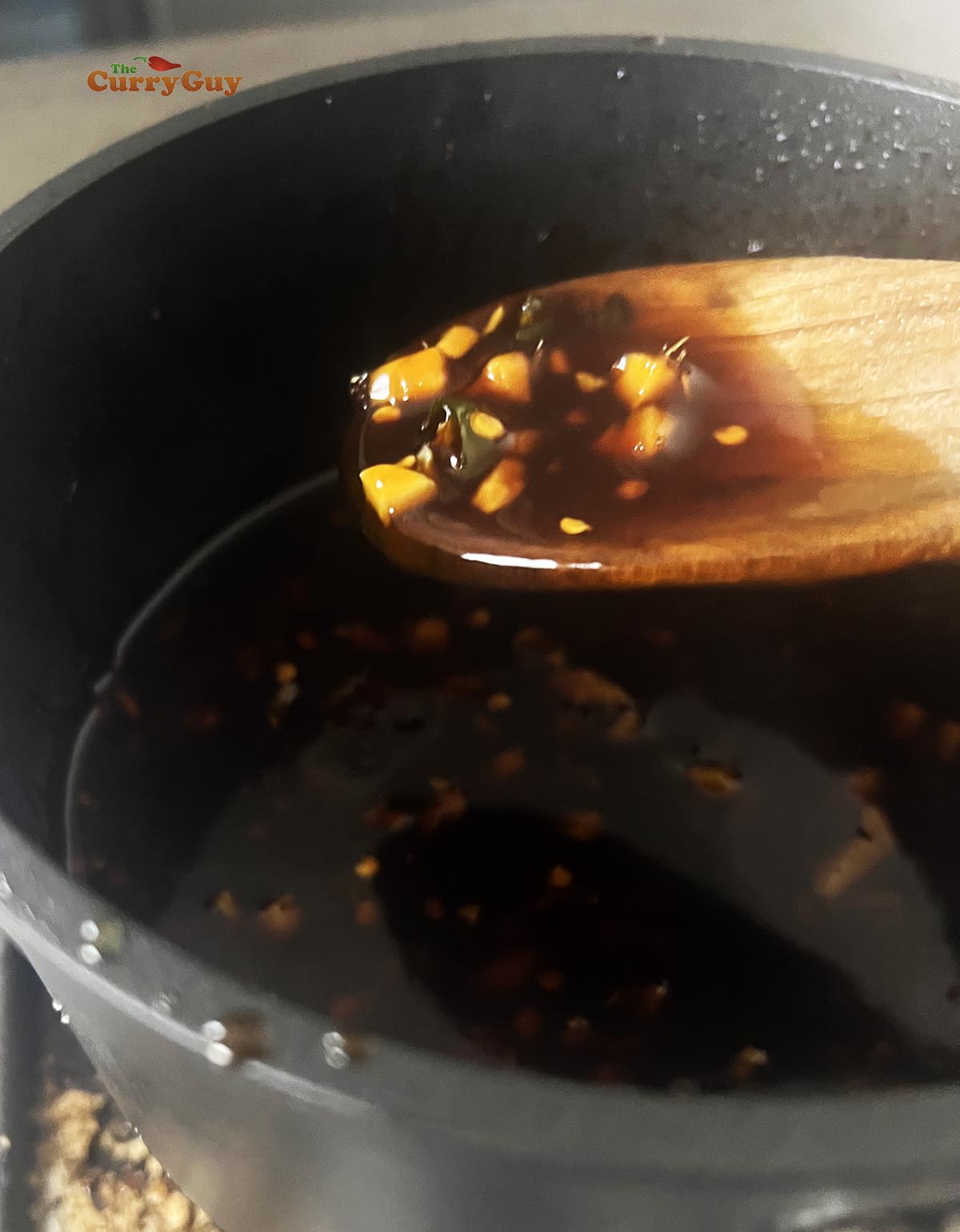 Spicy teriyaki sauce thickened with a slurry