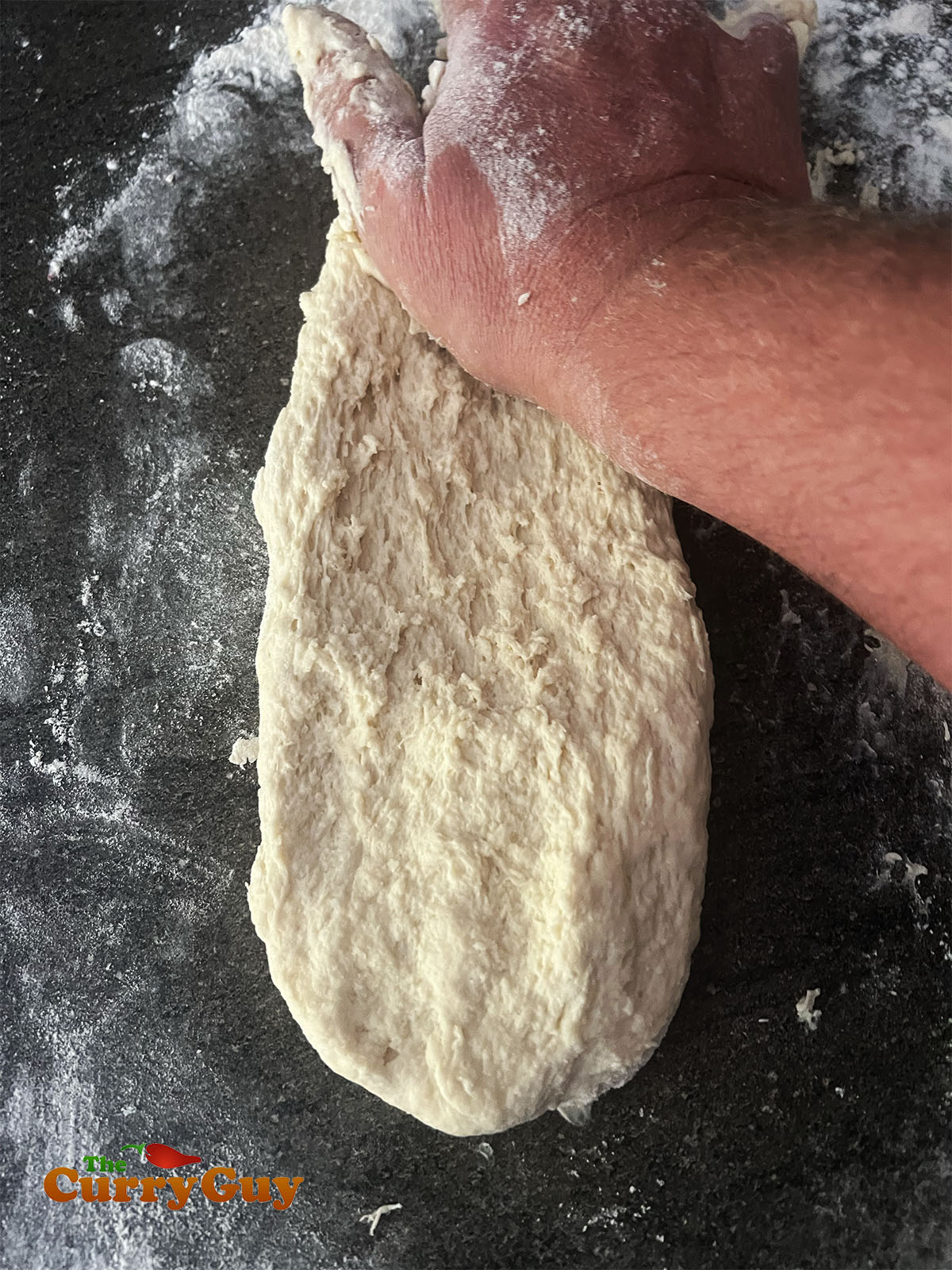 Stretching the dough and kneading