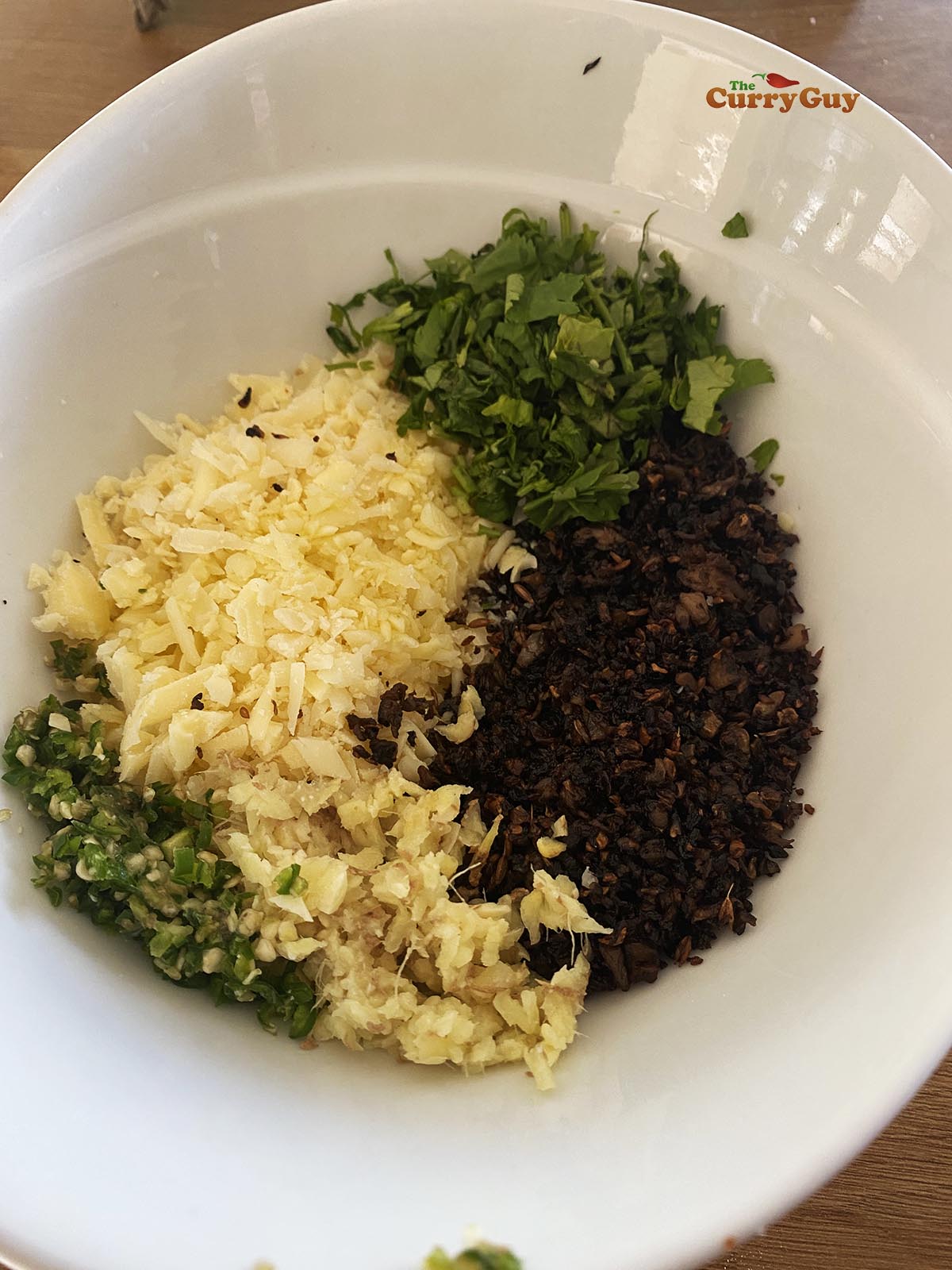All of the ingredients for the kulcha stuffing.