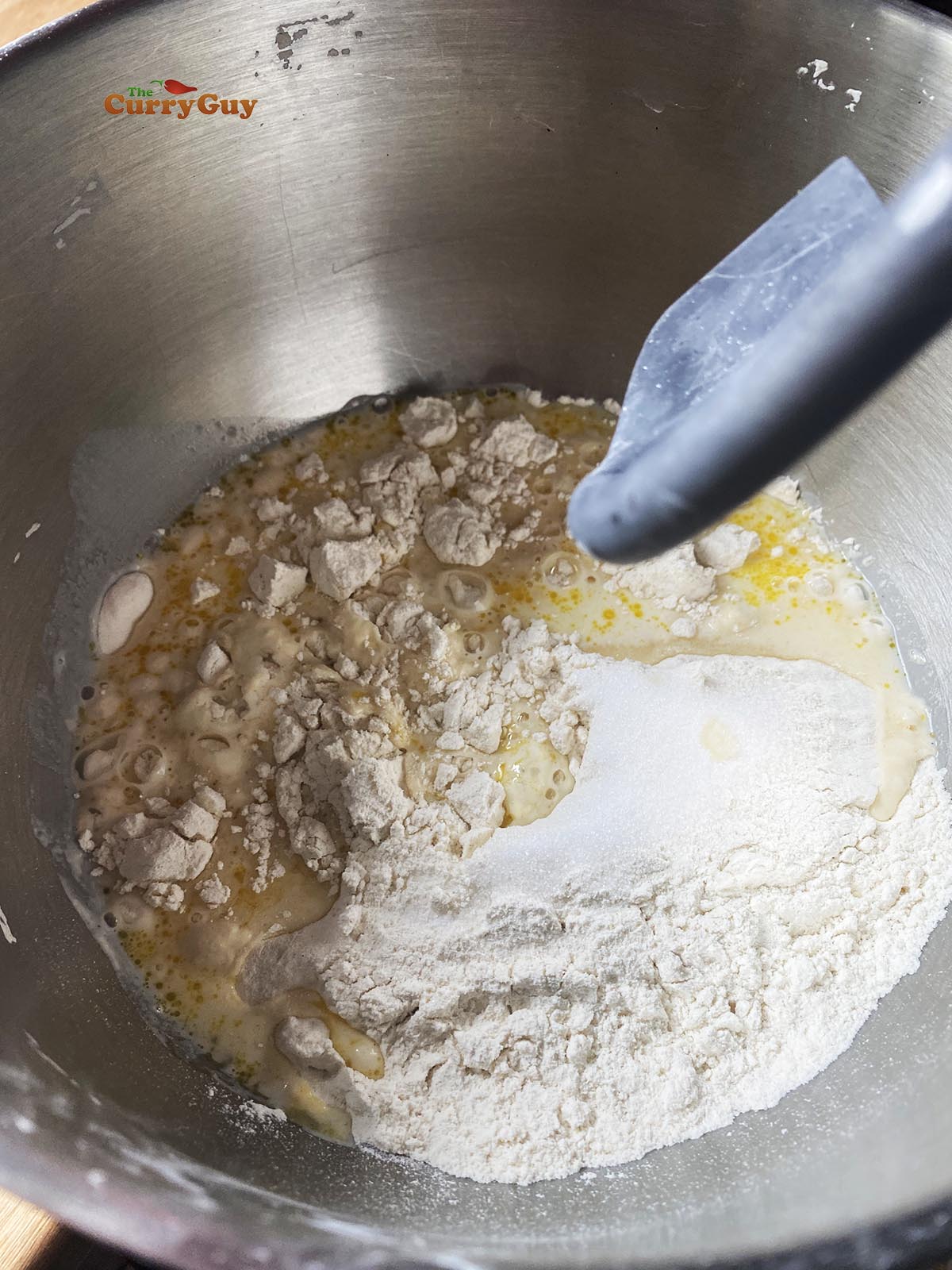 Ingredients for the kulcha dough.