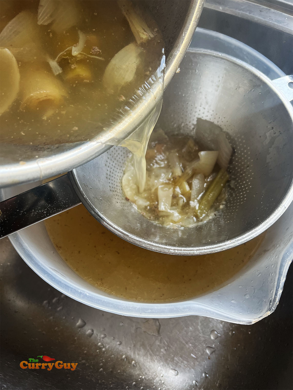 Straining the stock