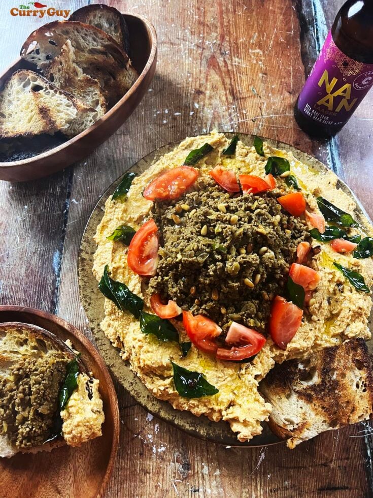 beef keema with tandoori hummus