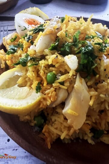 Kedgeree ready for serving.