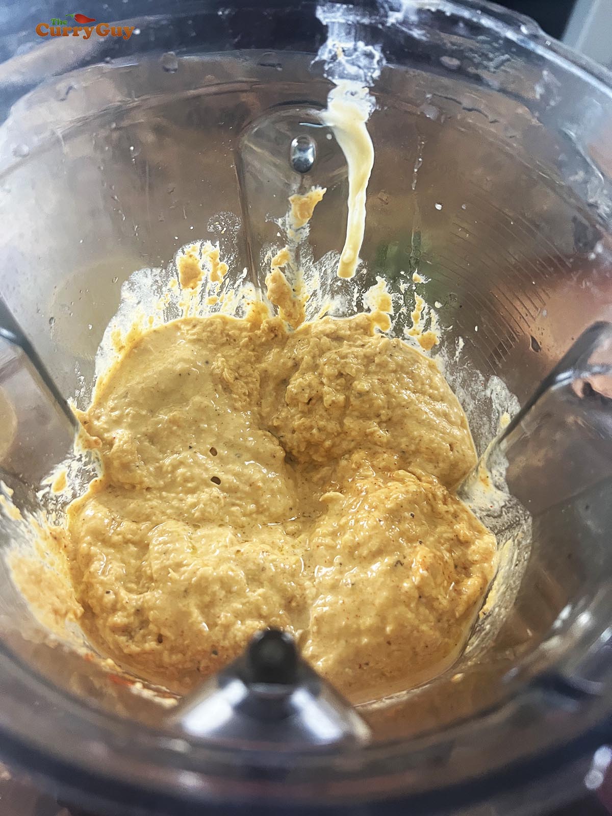 Hummus in a blender.