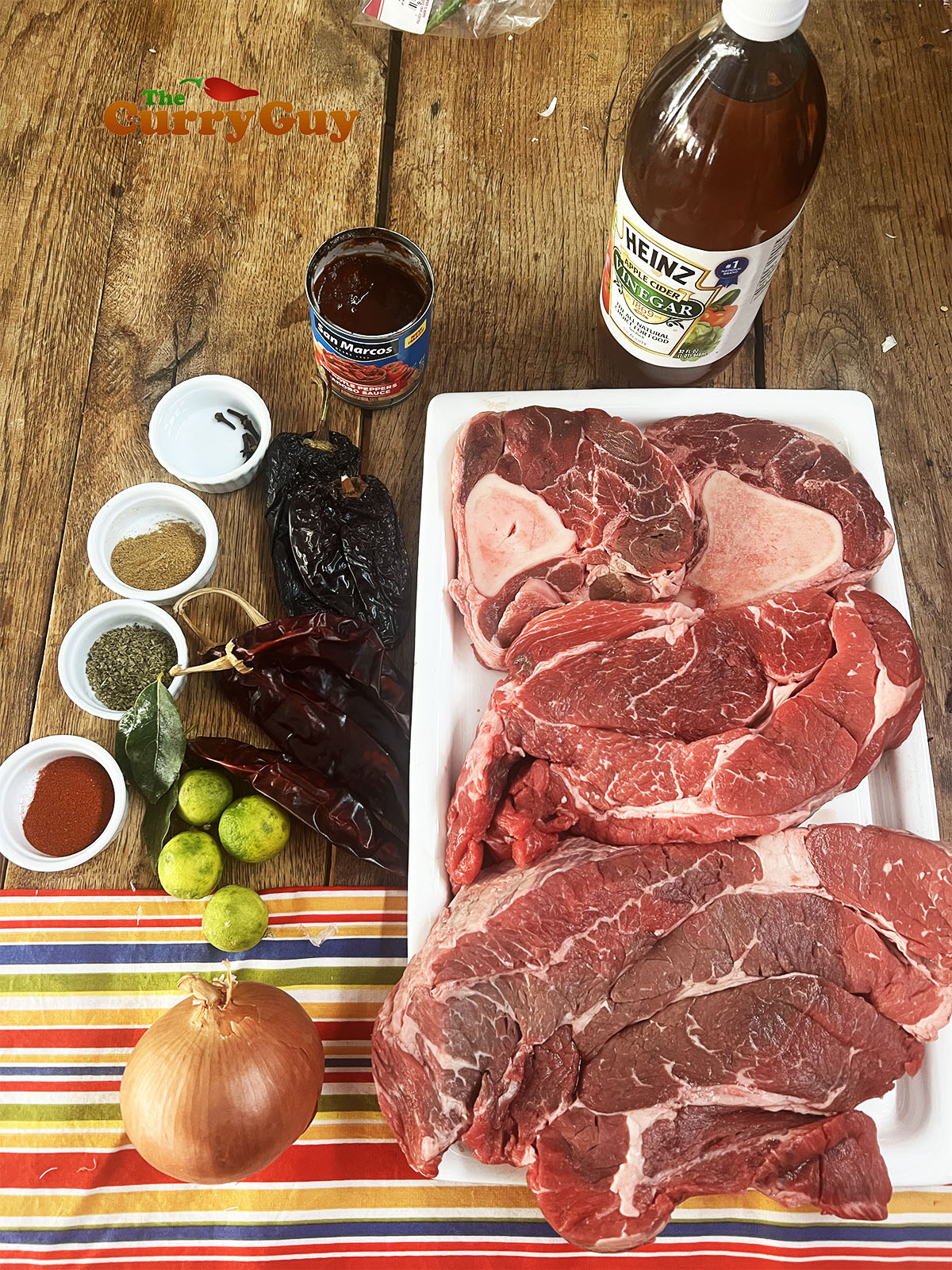Ingredients for shredded beef tacos.