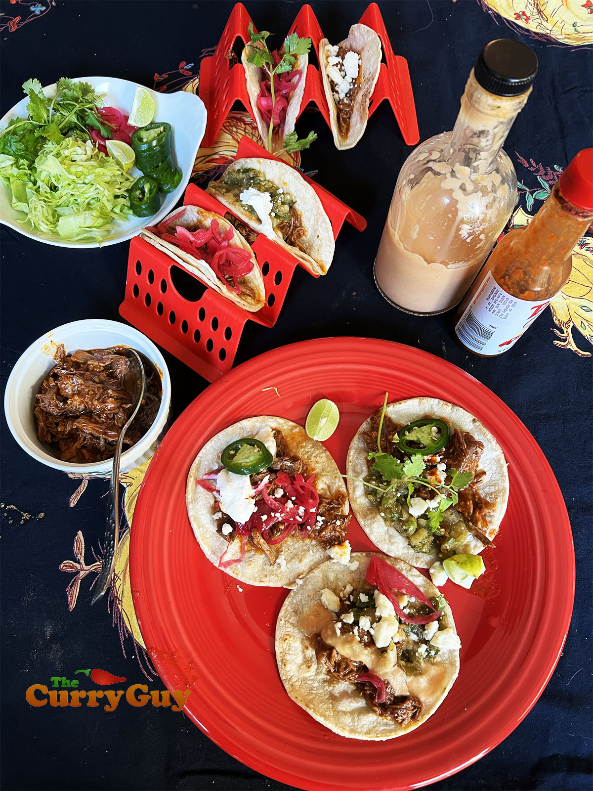 Shredded beef tacos.