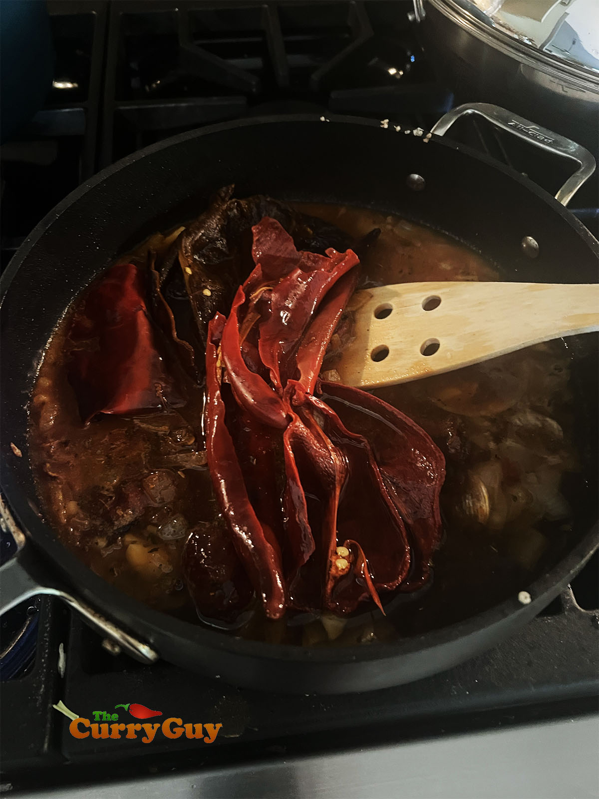 Chilies soaking in water.