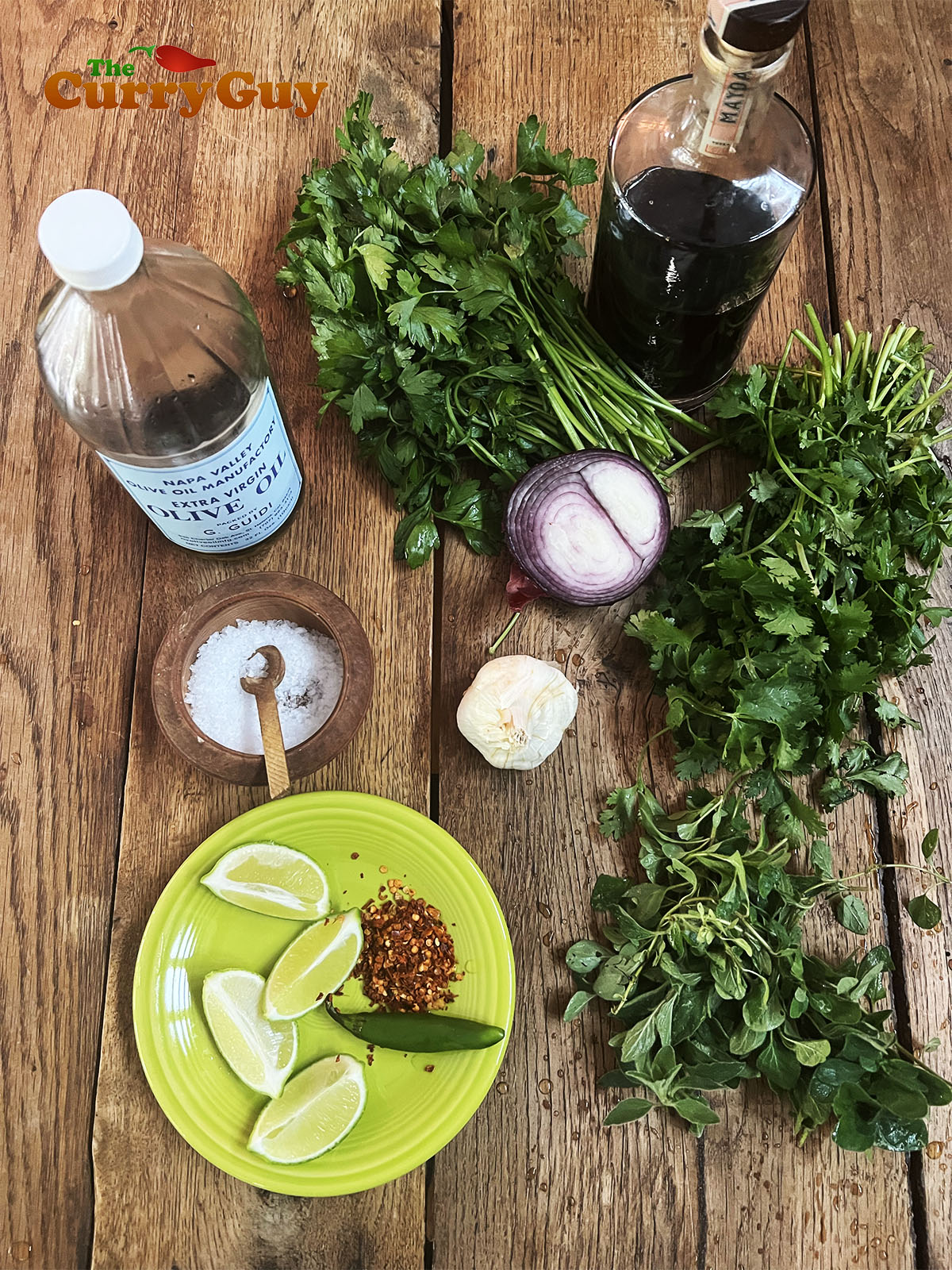 Ingredients for chimichurri sauce