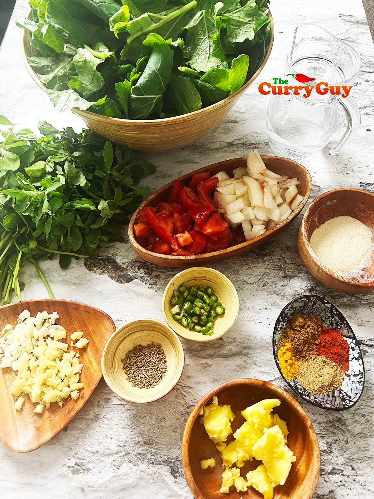 Ingredients for the saag recipe