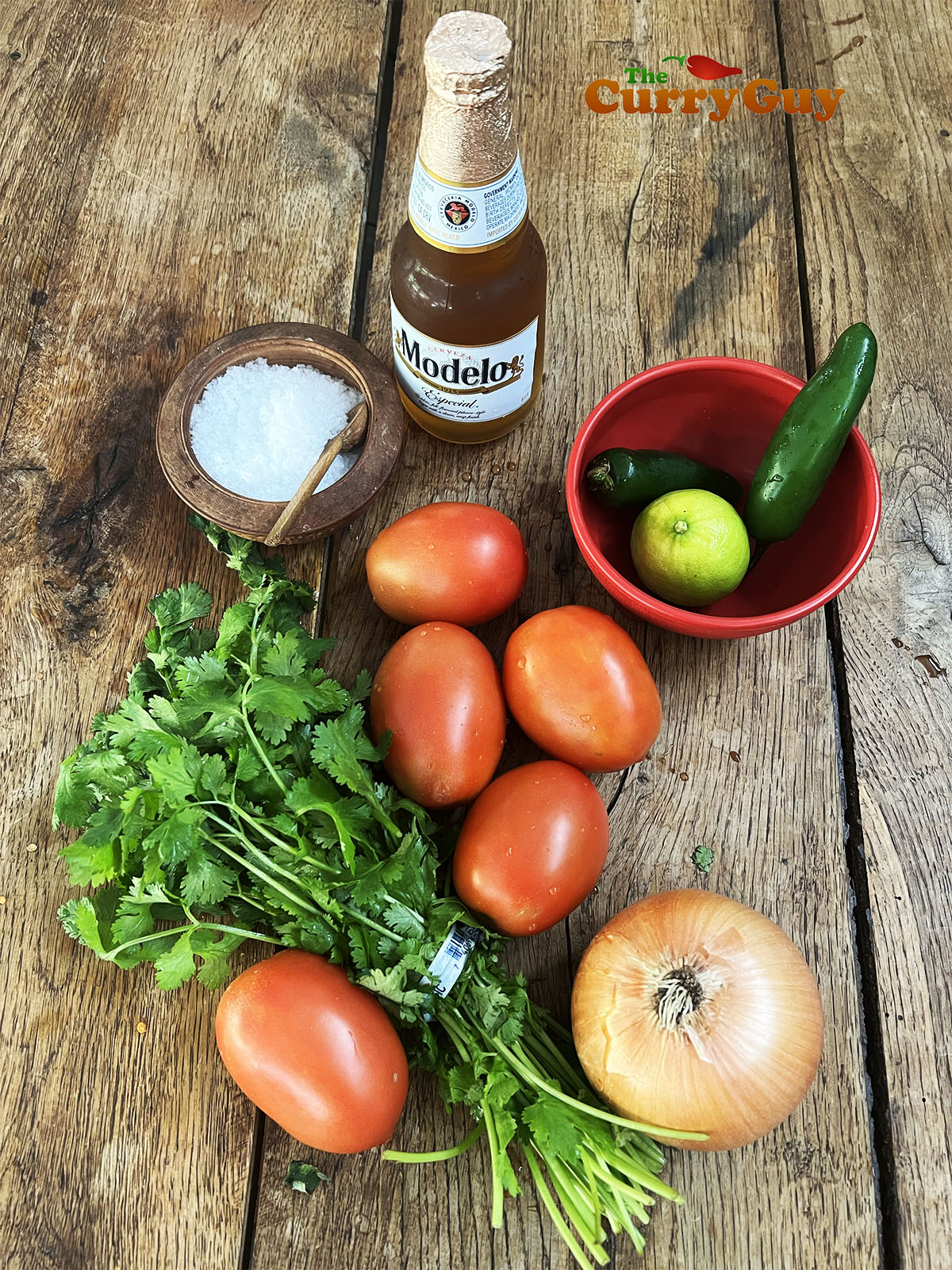 Ingredients for pico de gallo.