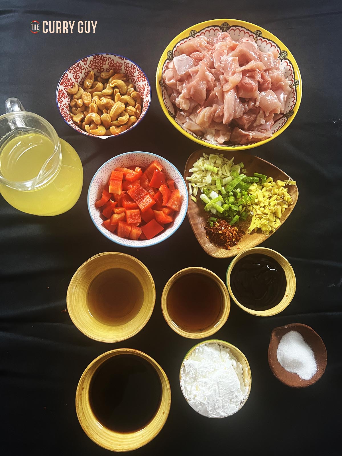 Ingredients for cashew chicken.