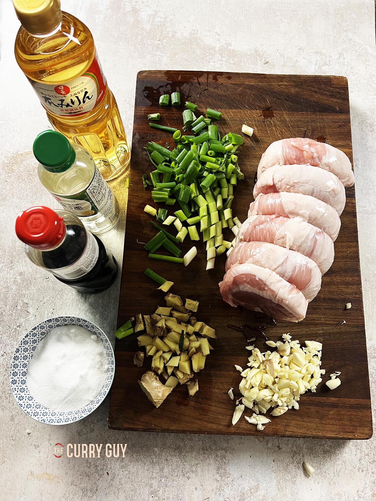 Ingredients for chashu pork.