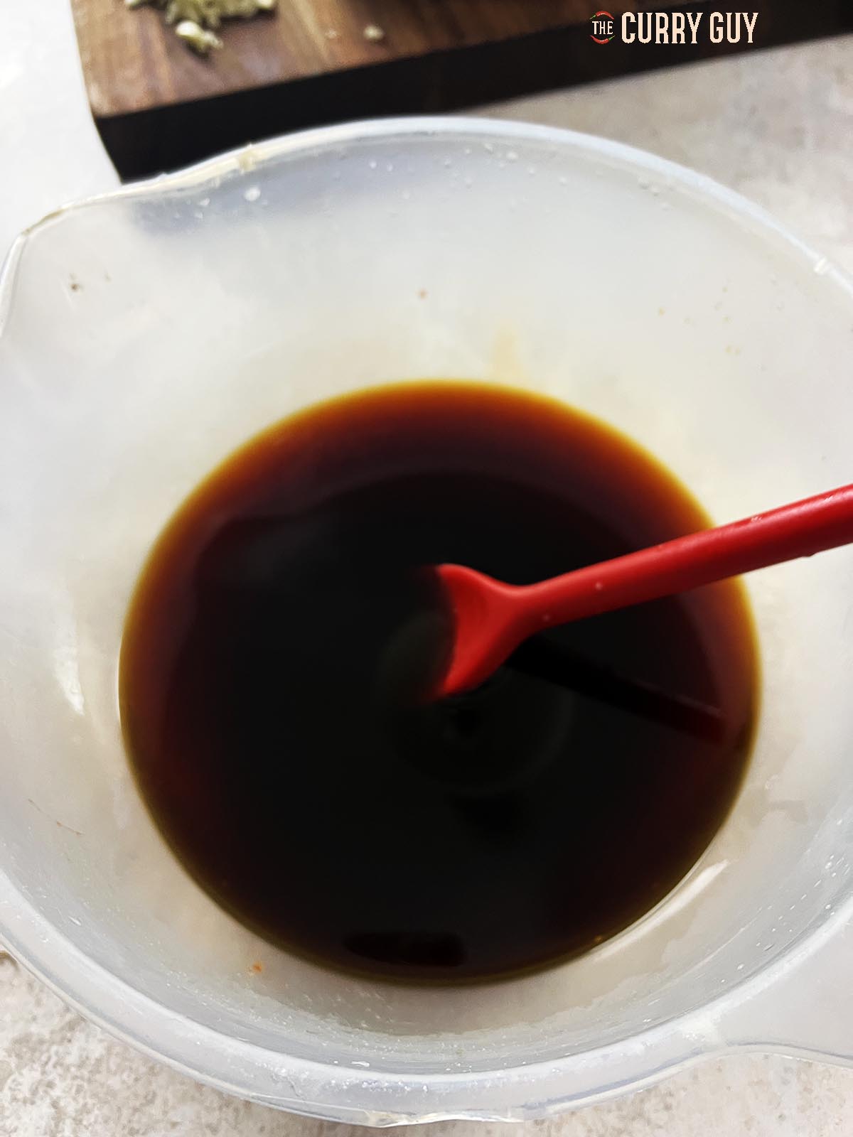 Wet ingredients for the marinade whisked together.