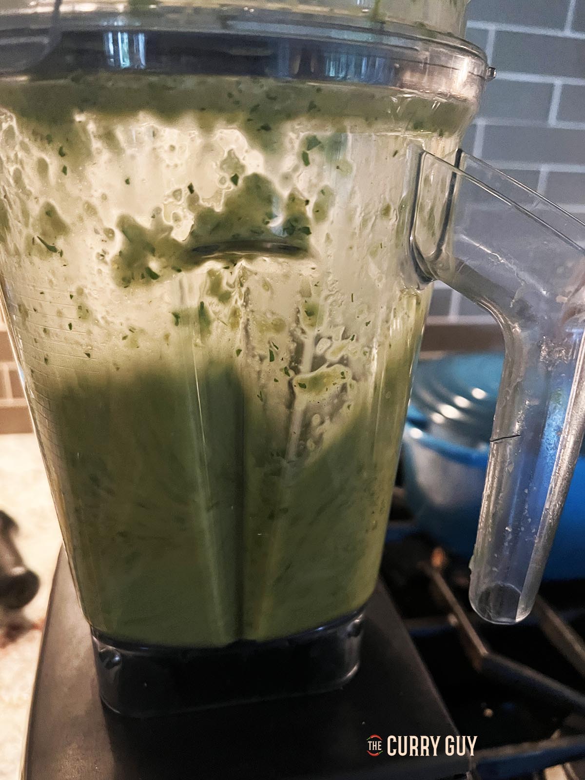 Blending the hot sauce.