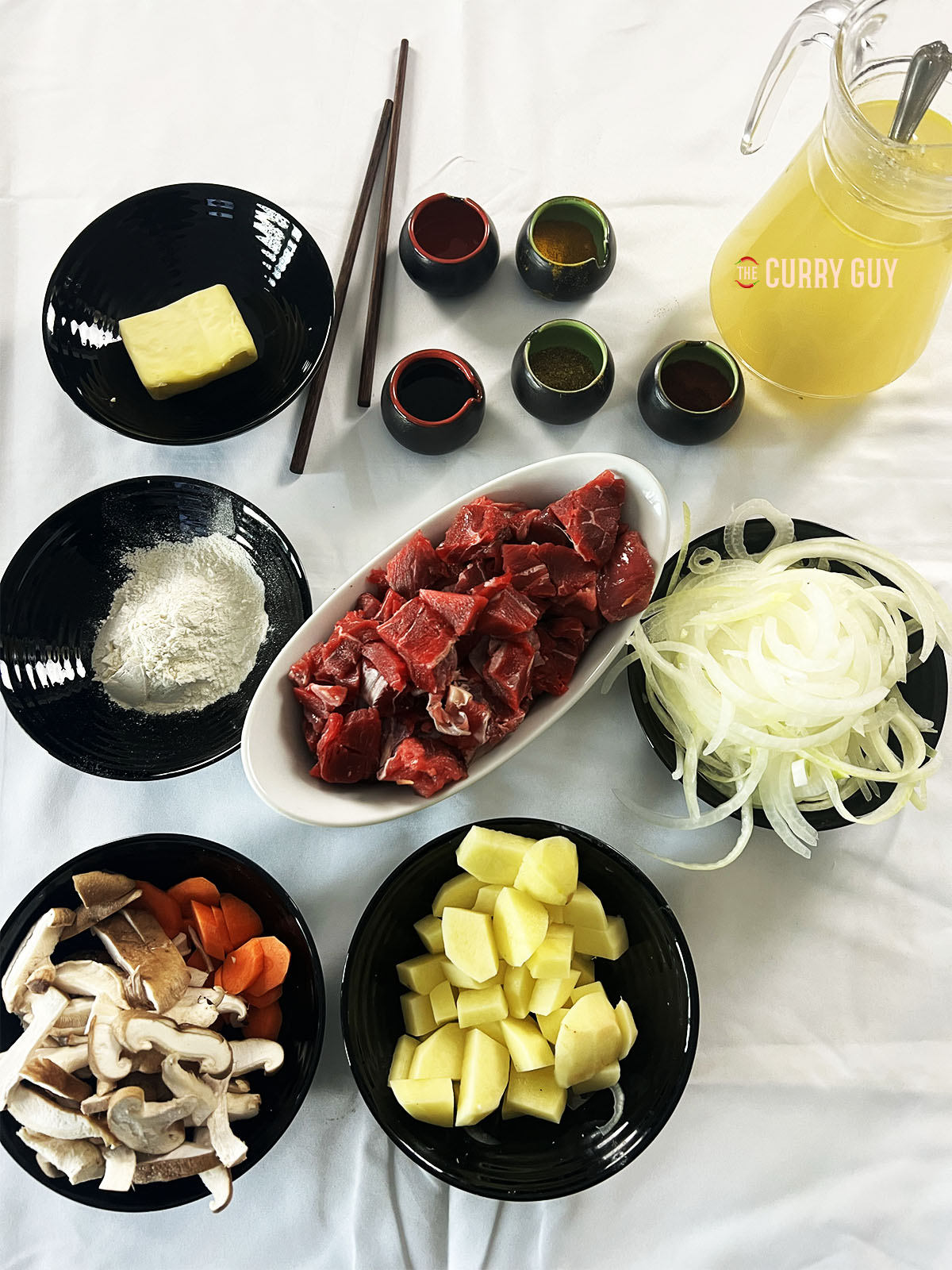 Ingredients for the beef curry.